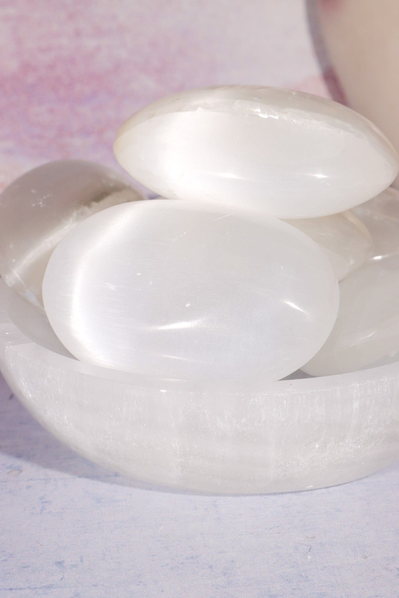 Selenite Palmstones Large 8cm Palmstone Tali & Loz Crystals