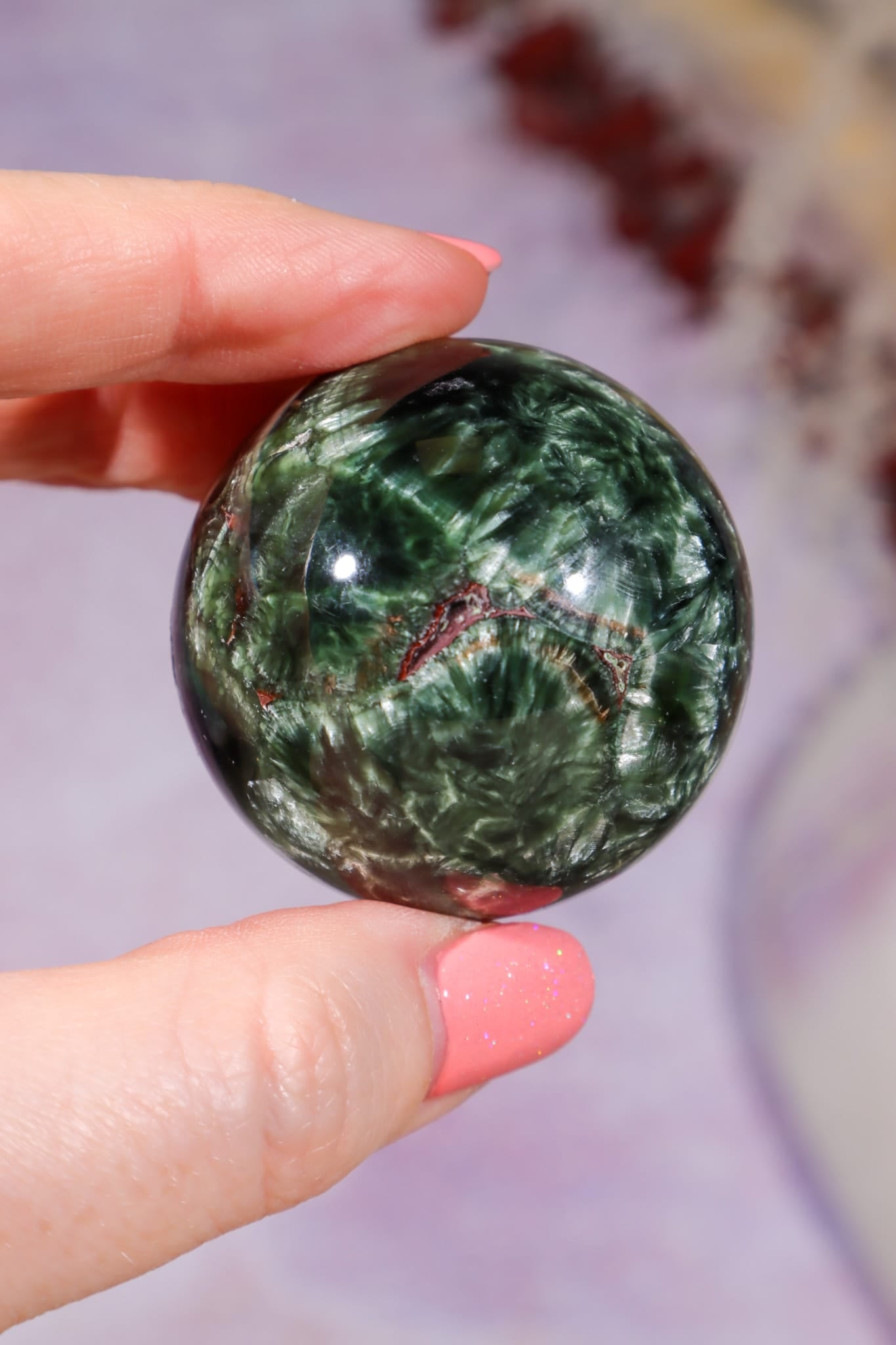 Seraphinite Sphere 4.2cm, Russia Spheres Tali & Loz Crystals