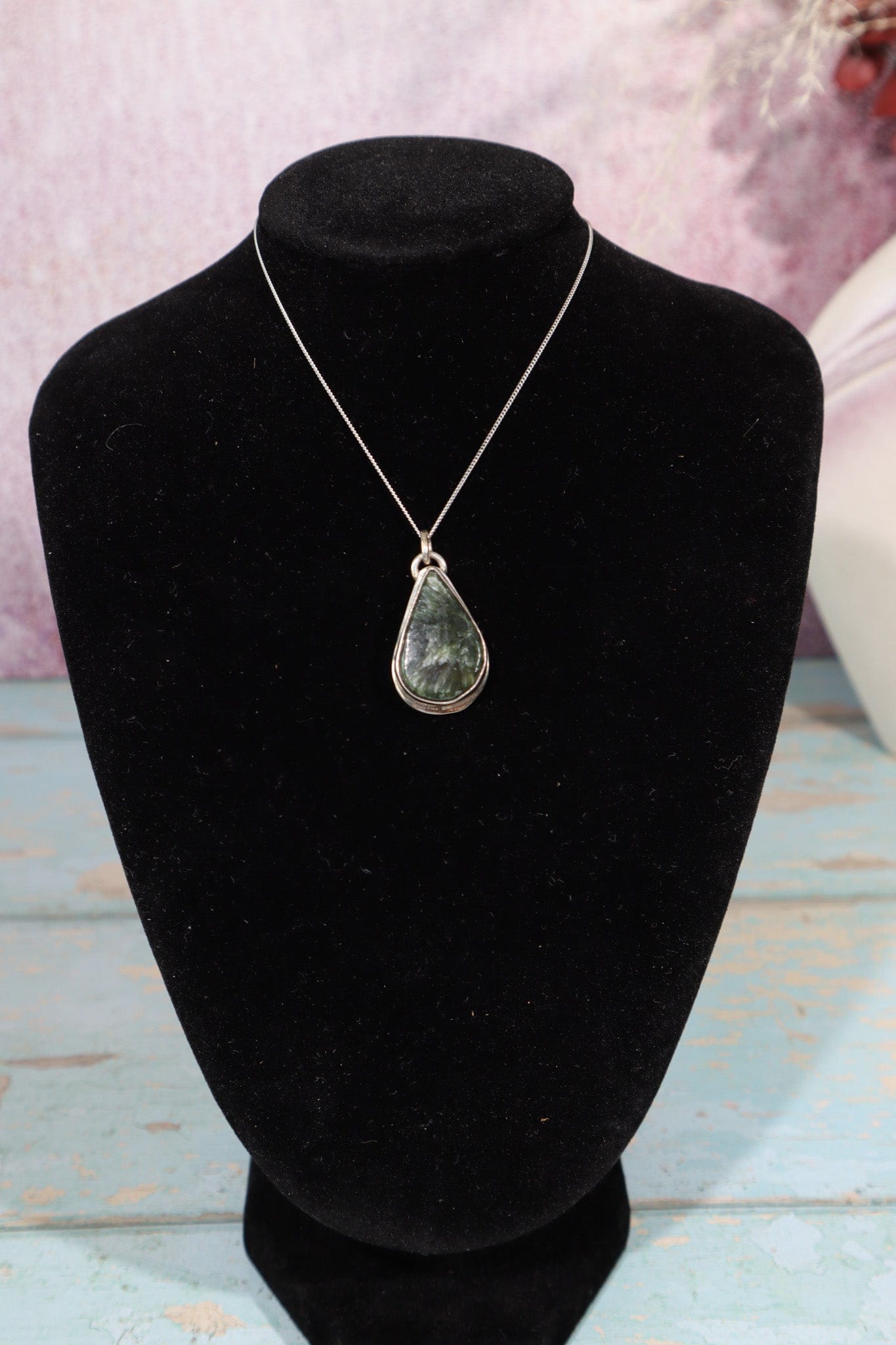 Seraphinite Tear Drop Necklace, Pendant Size 2.5cm, Handmade in the UK Jewellery Tali & Loz Crystals