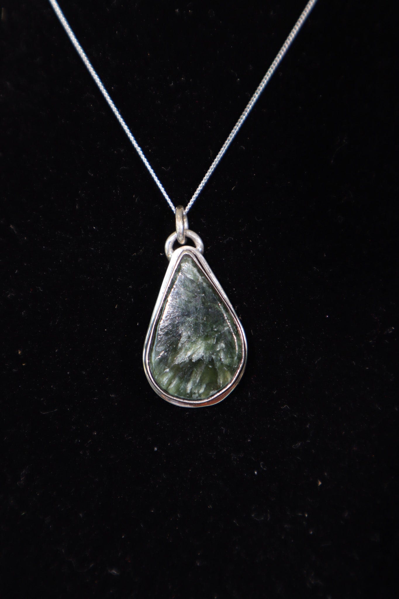Seraphinite Tear Drop Necklace, Pendant Size 2.5cm, Handmade in the UK Jewellery Tali & Loz Crystals