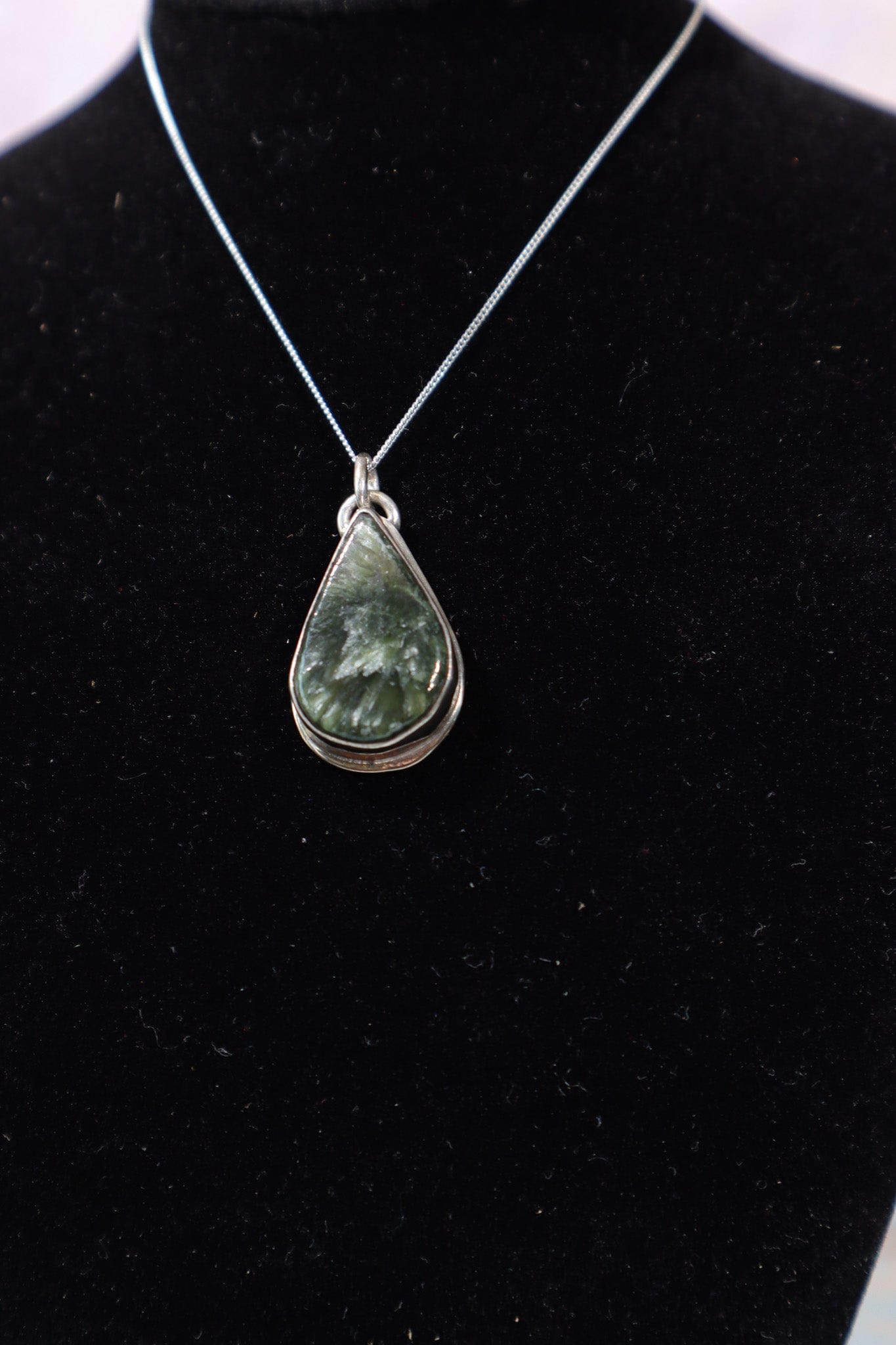 Seraphinite Tear Drop Necklace, Pendant Size 2.5cm, Handmade in the UK Jewellery Tali & Loz Crystals