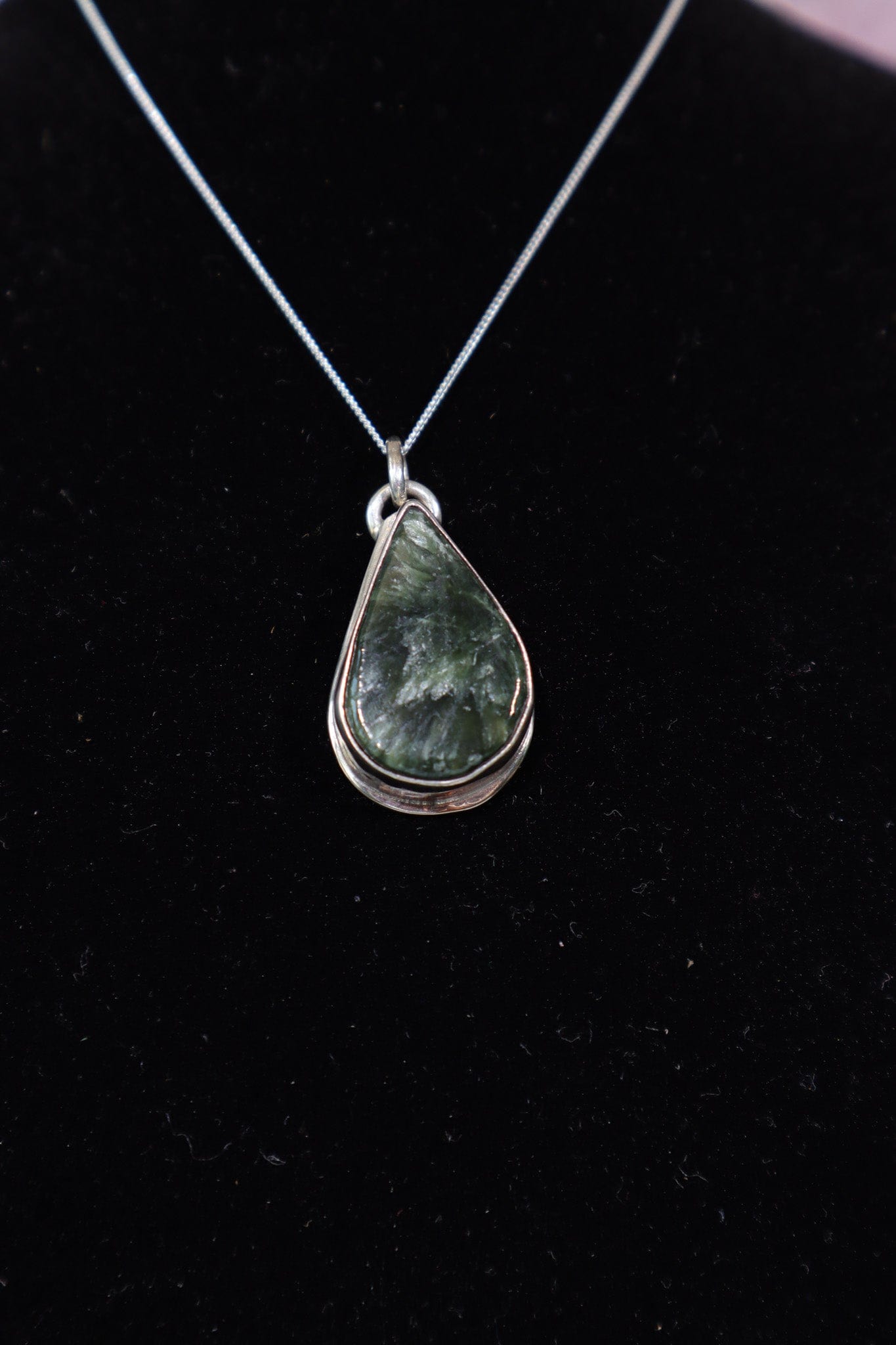 Seraphinite Tear Drop Necklace, Pendant Size 2.5cm, Handmade in the UK Jewellery Tali & Loz Crystals
