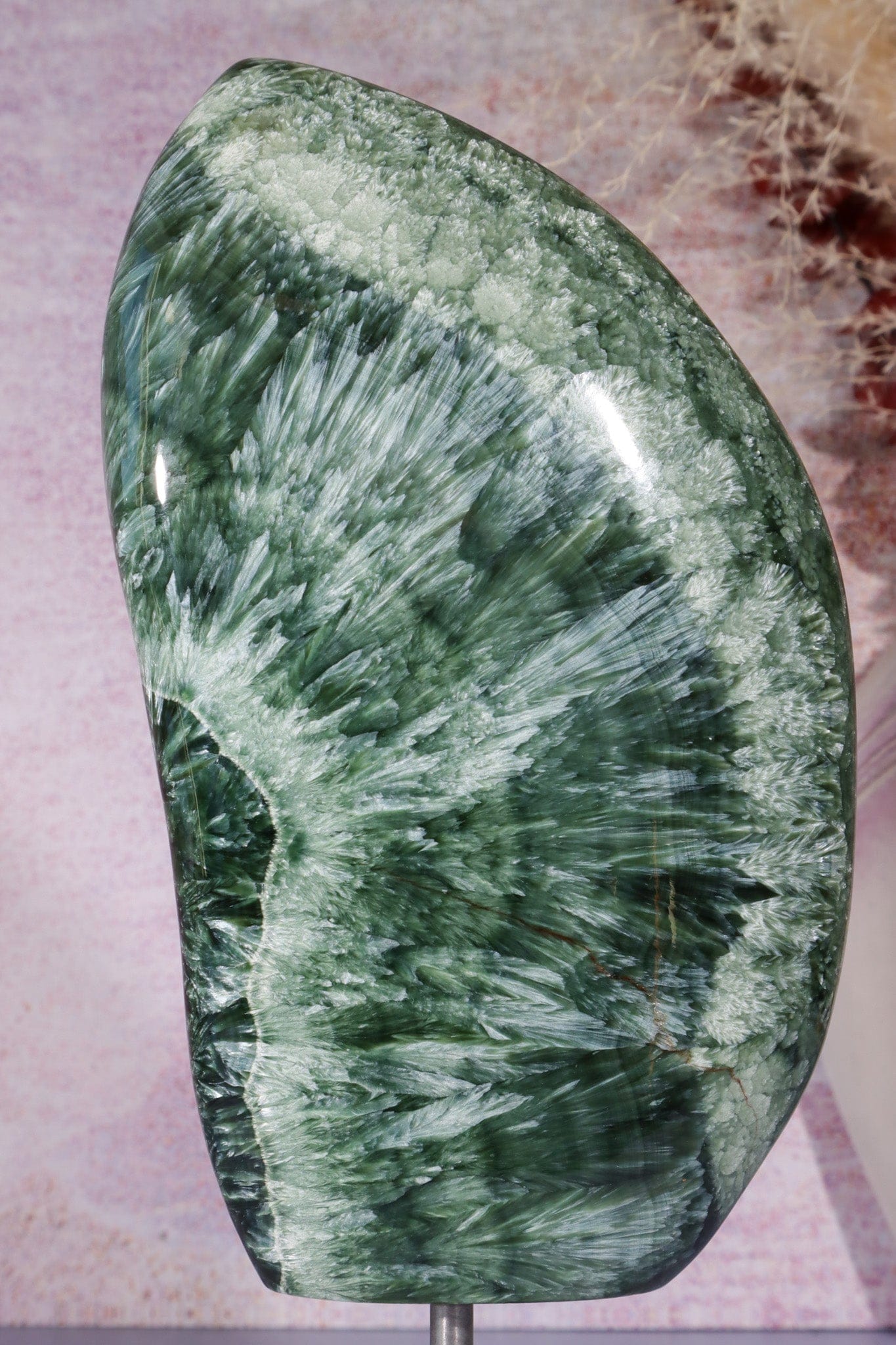 Seraphinite Wing Shaped Freeform on Stand 0.9KG, Russia Specimen Tali & Loz Crystals