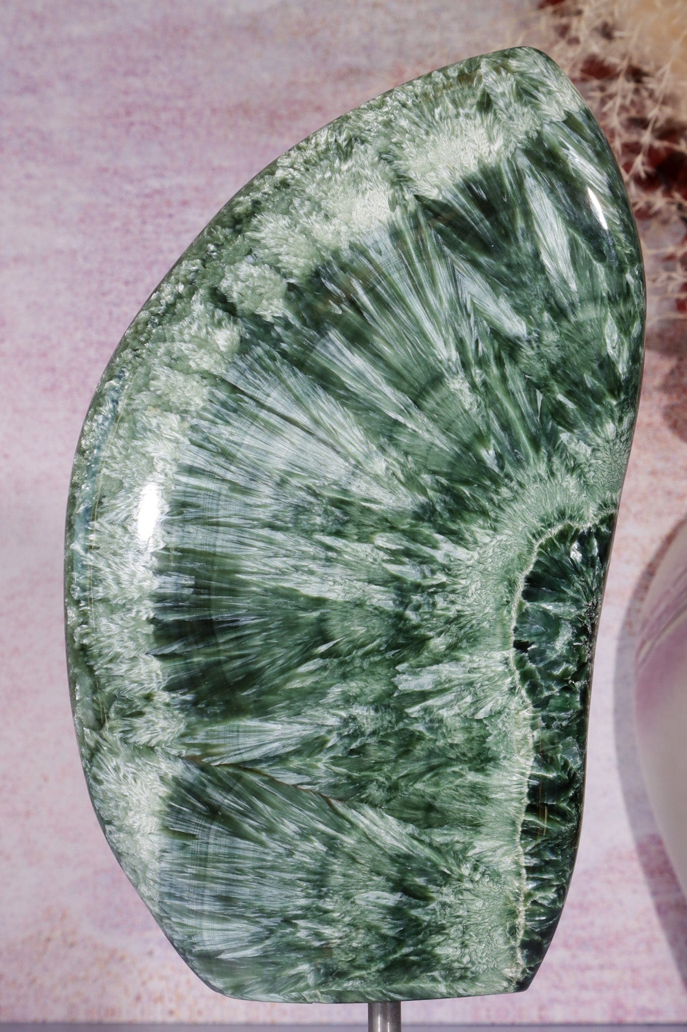 Seraphinite Wing Shaped Freeform on Stand 0.9KG, Russia Specimen Tali & Loz Crystals