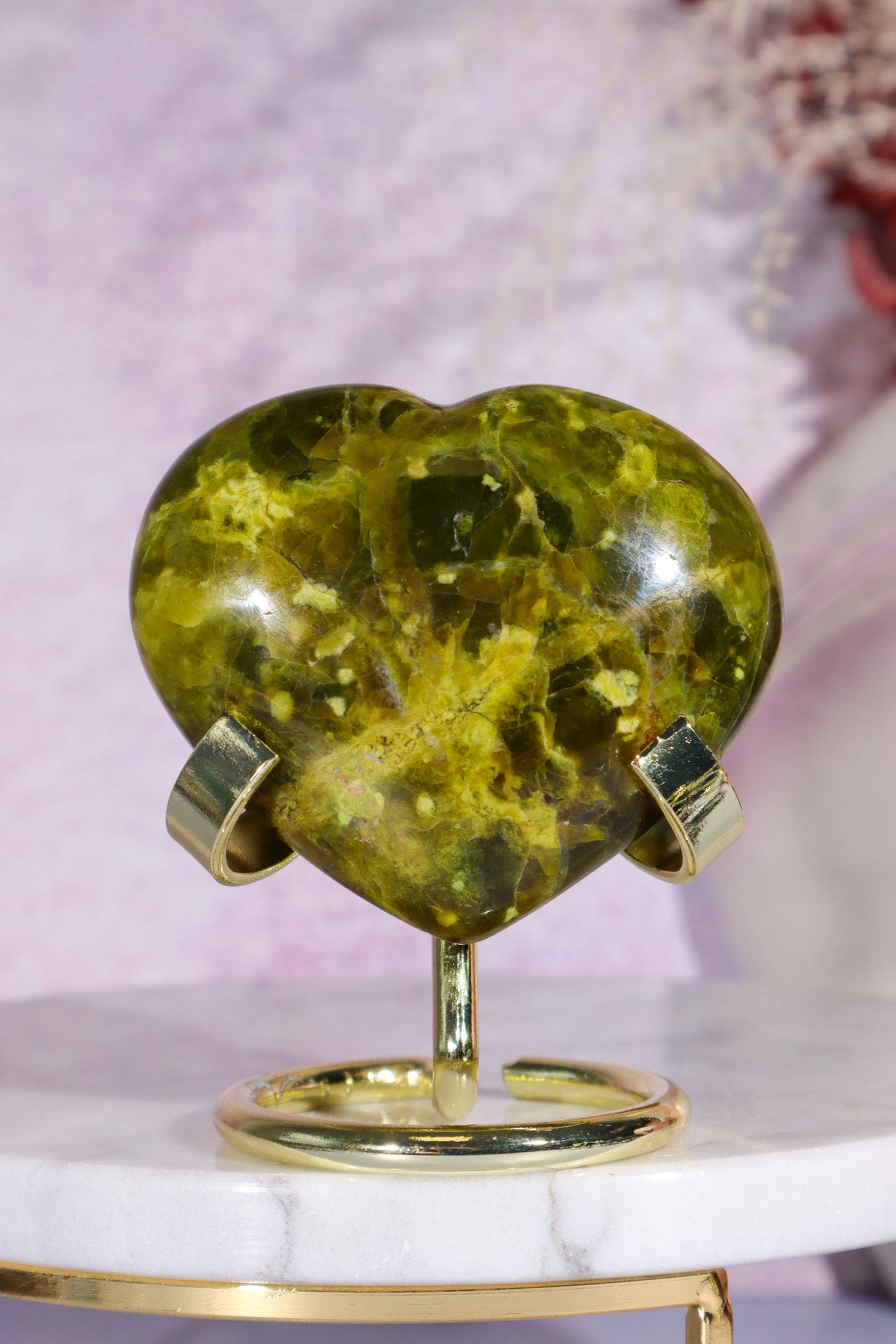Serpentine Heart Carving 5.5cm, Madagascar Hearts Tali & Loz Crystals