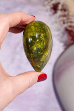 Serpentine Heart Carving 5.5cm, Madagascar Hearts Tali & Loz Crystals