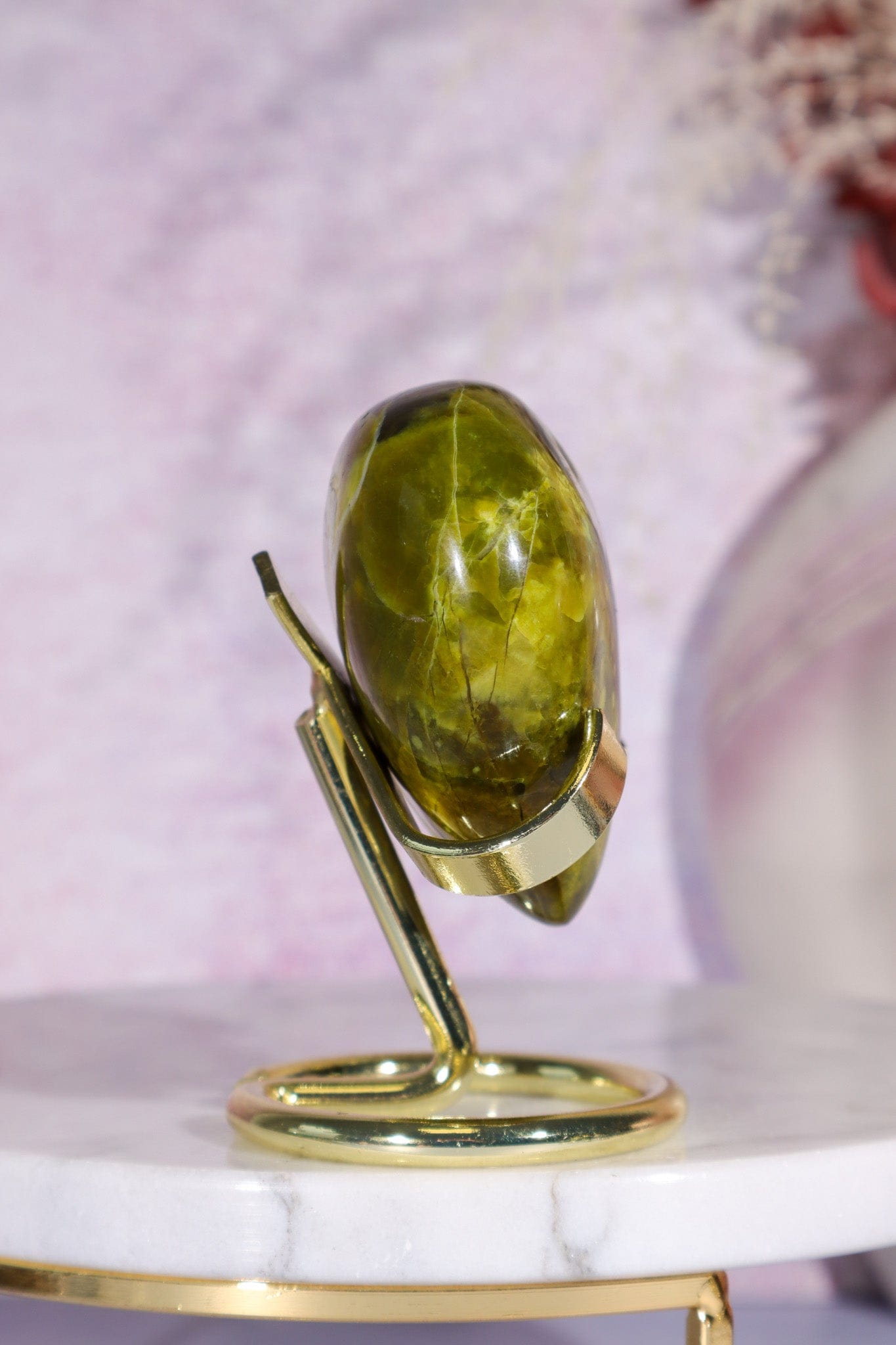 Serpentine Heart Carving 5.5cm, Madagascar Hearts Tali & Loz Crystals