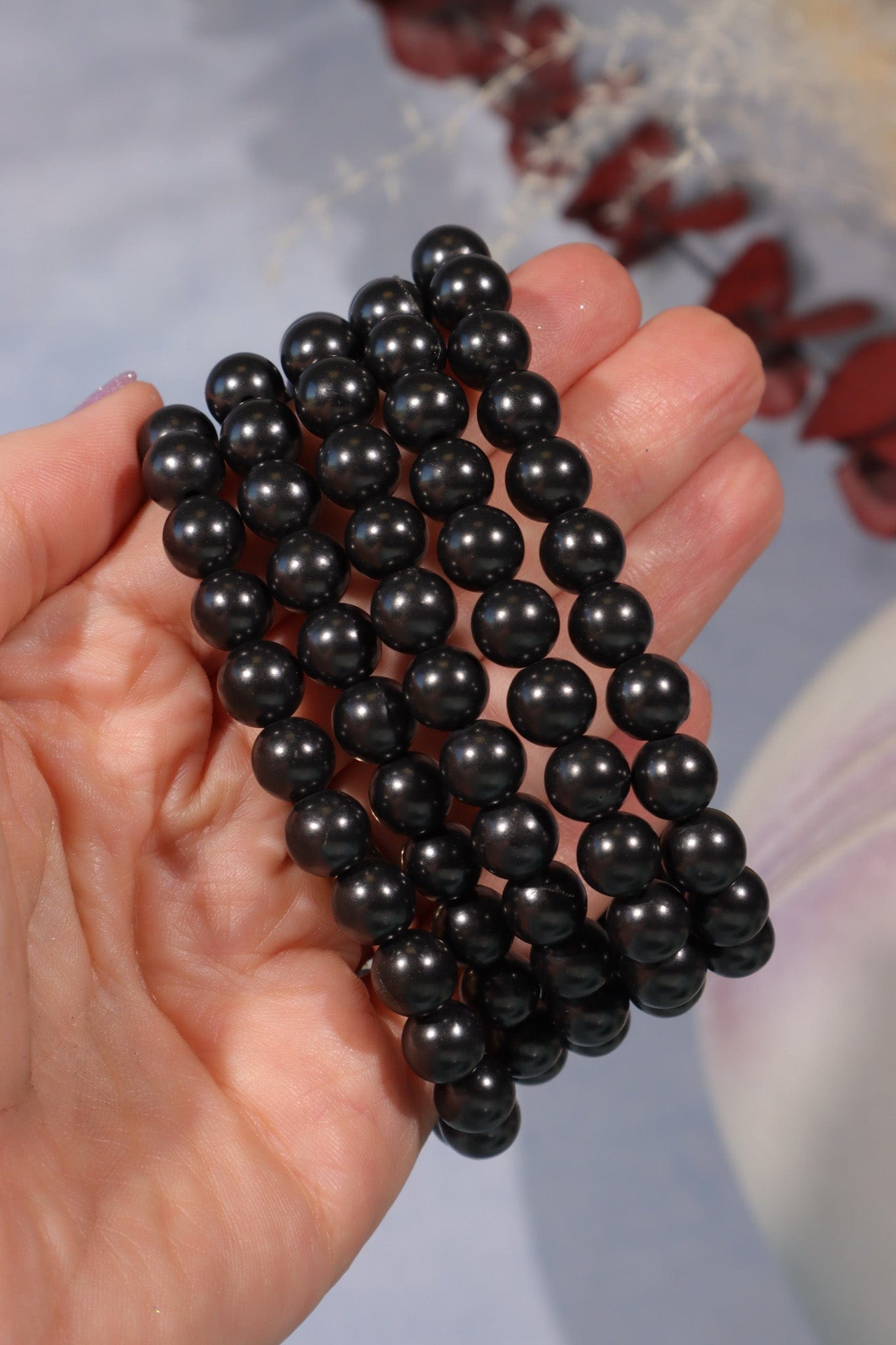 Shungite Beaded Bracelet (Bead Size 0.8cm), Intuitively Chosen Bracelets Tali & Loz Crystals