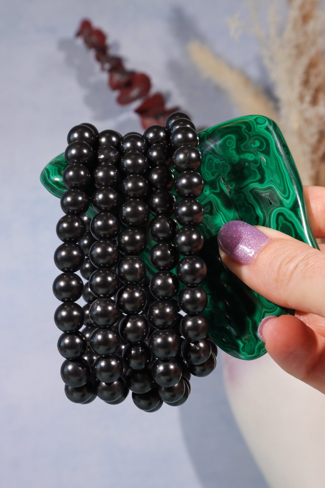 Shungite Beaded Bracelet (Bead Size 0.8cm), Intuitively Chosen Bracelets Tali & Loz Crystals