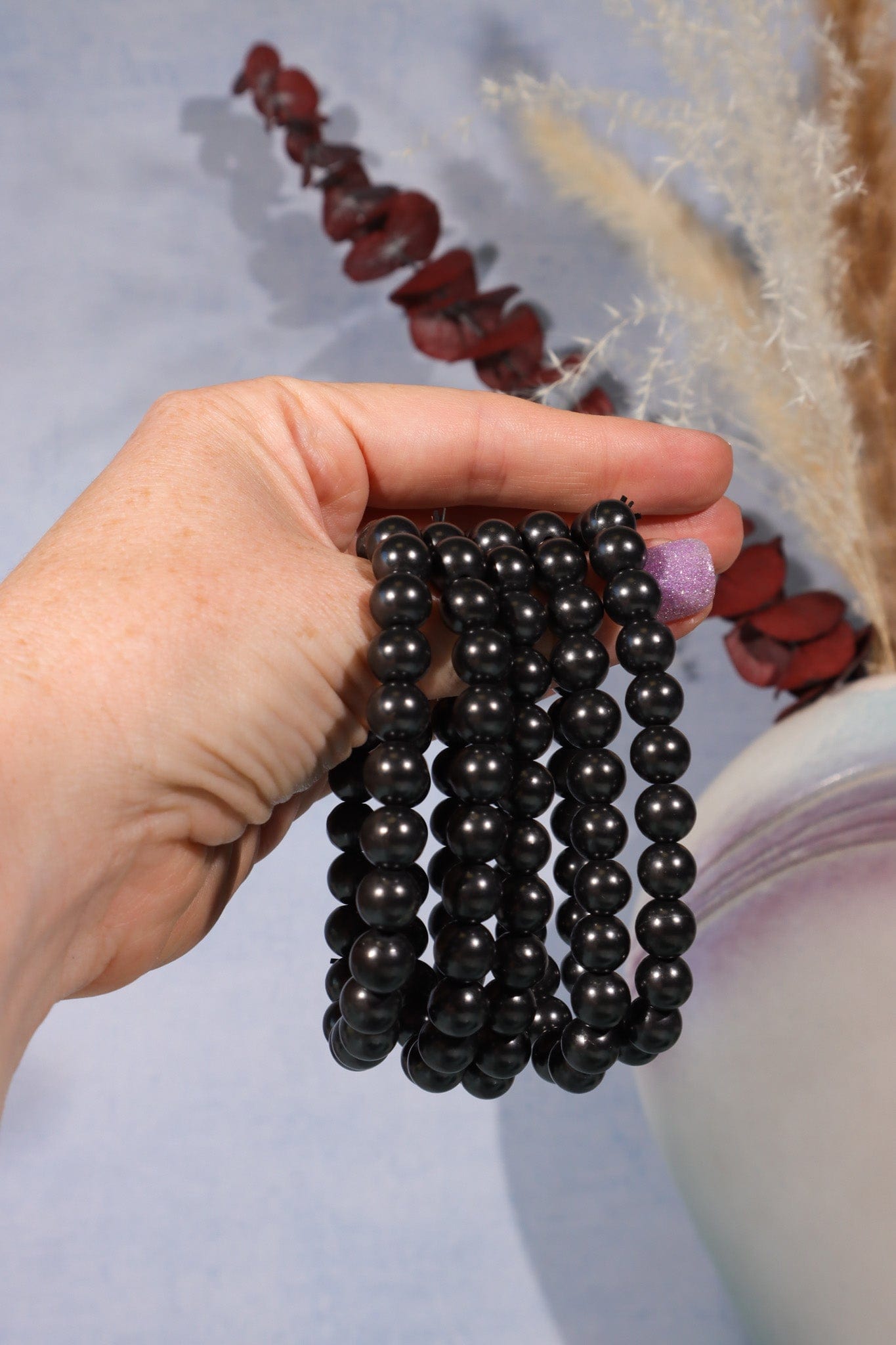 Shungite Beaded Bracelet (Bead Size 0.8cm), Intuitively Chosen Bracelets Tali & Loz Crystals