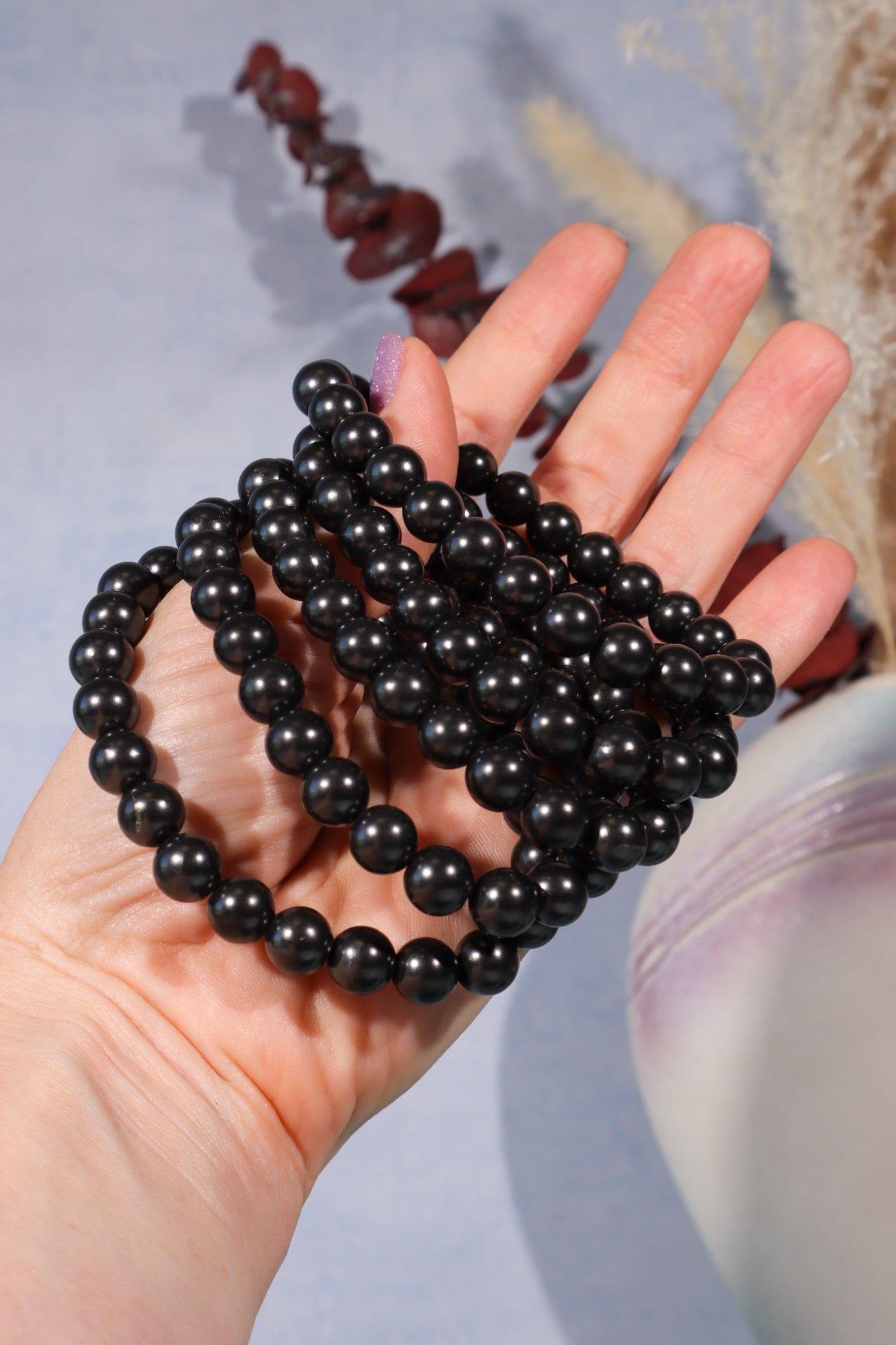 Shungite Beaded Bracelet (Bead Size 0.8cm), Intuitively Chosen Bracelets Tali & Loz Crystals