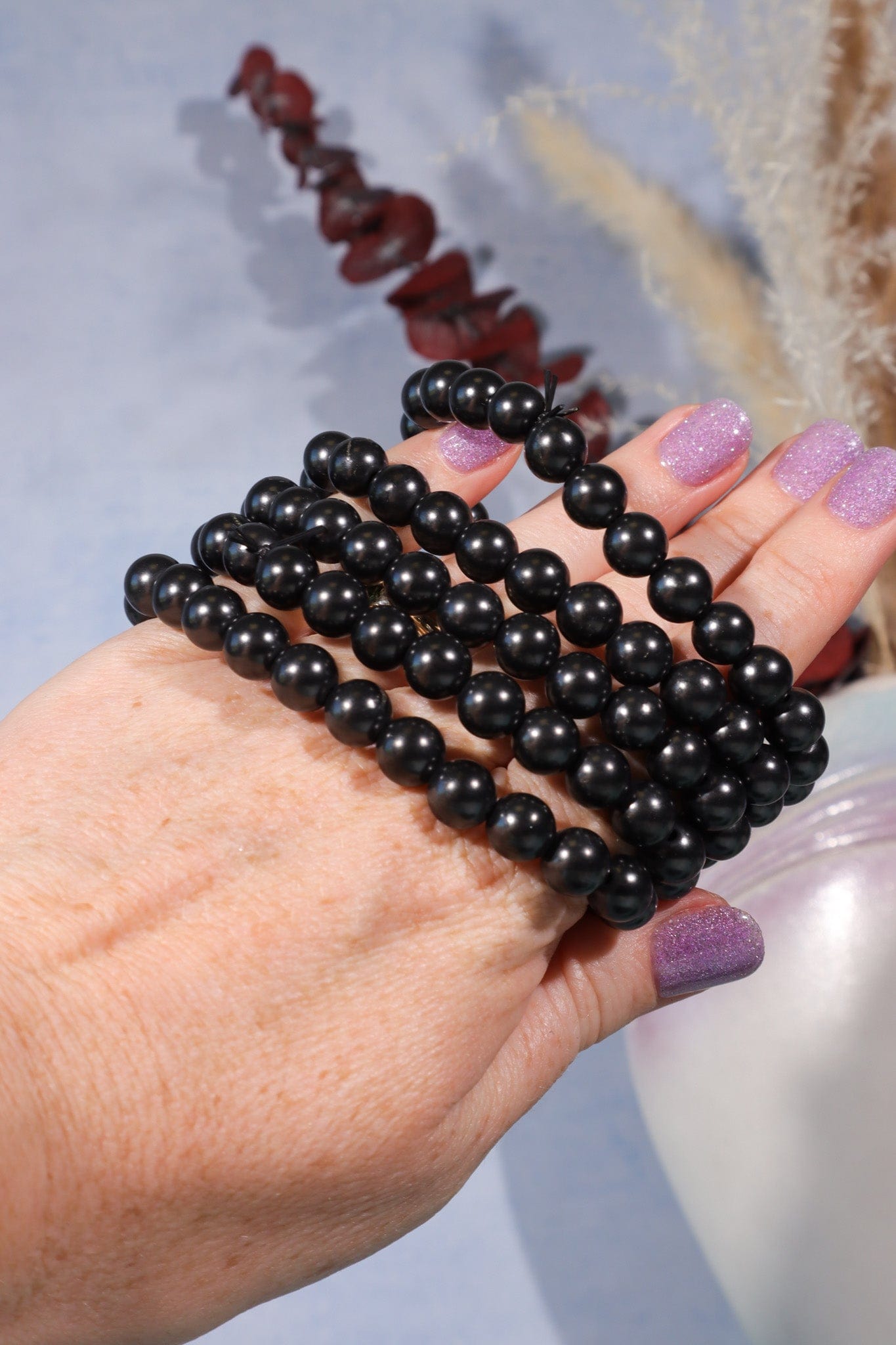 Shungite Beaded Bracelet (Bead Size 0.8cm), Intuitively Chosen Bracelets Tali & Loz Crystals