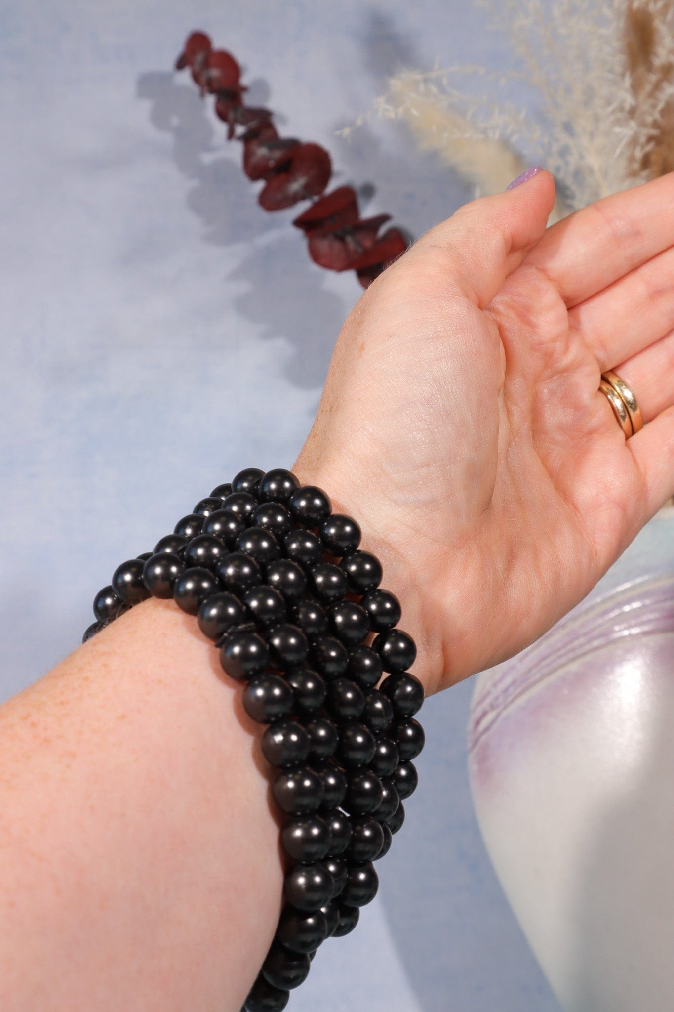 Shungite Beaded Bracelet (Bead Size 0.8cm), Intuitively Chosen Bracelets Tali & Loz Crystals