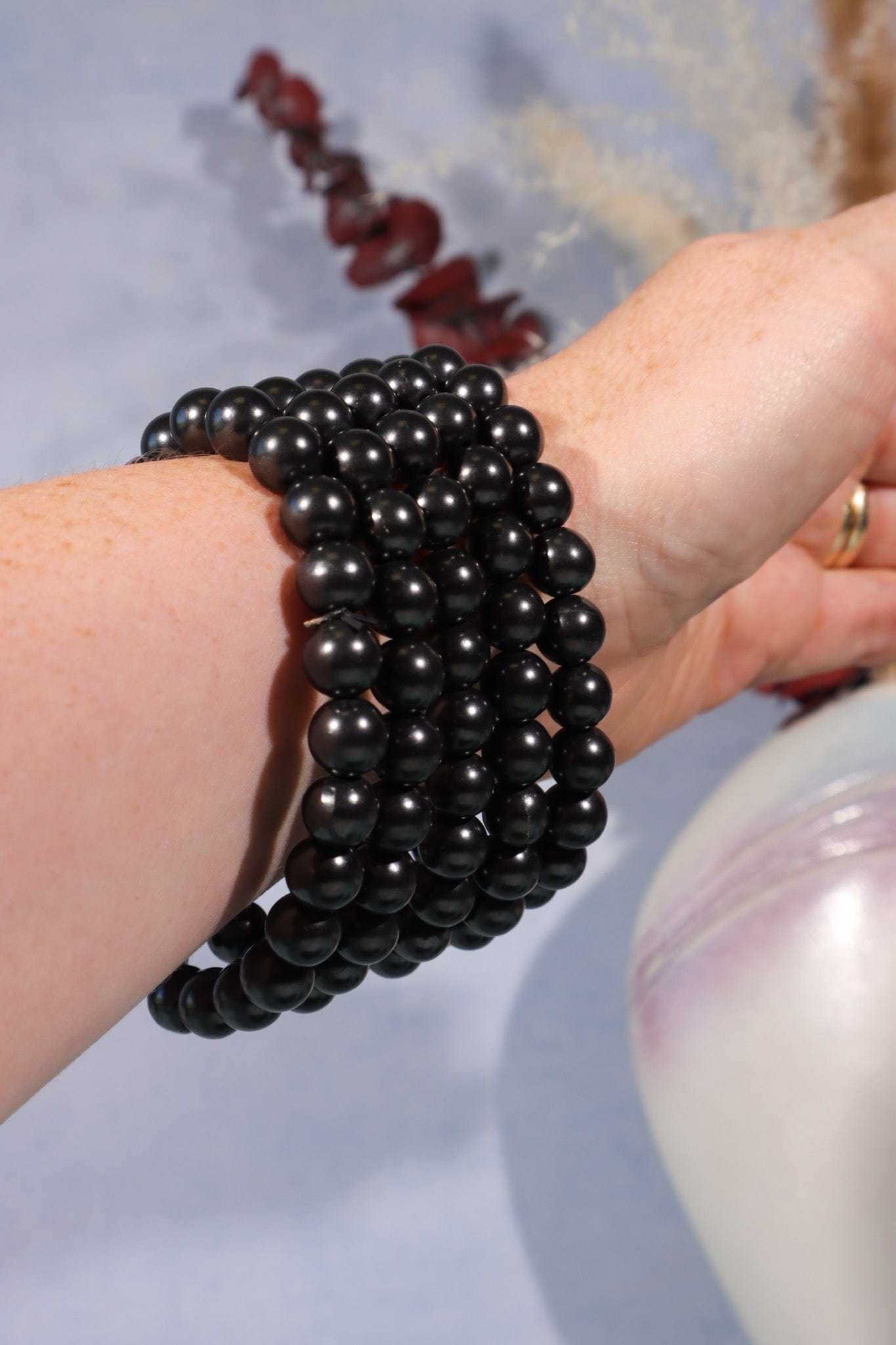 Shungite Beaded Bracelet (Bead Size 0.8cm), Intuitively Chosen Bracelets Tali & Loz Crystals