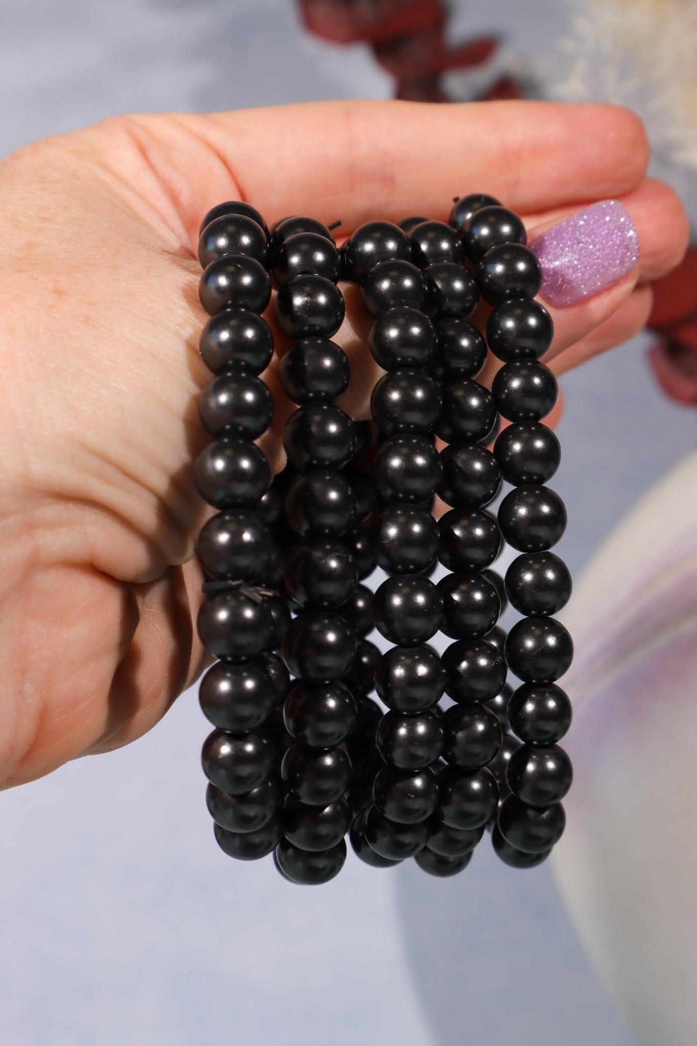 Shungite Beaded Bracelet (Bead Size 0.8cm), Intuitively Chosen Bracelets Tali & Loz Crystals
