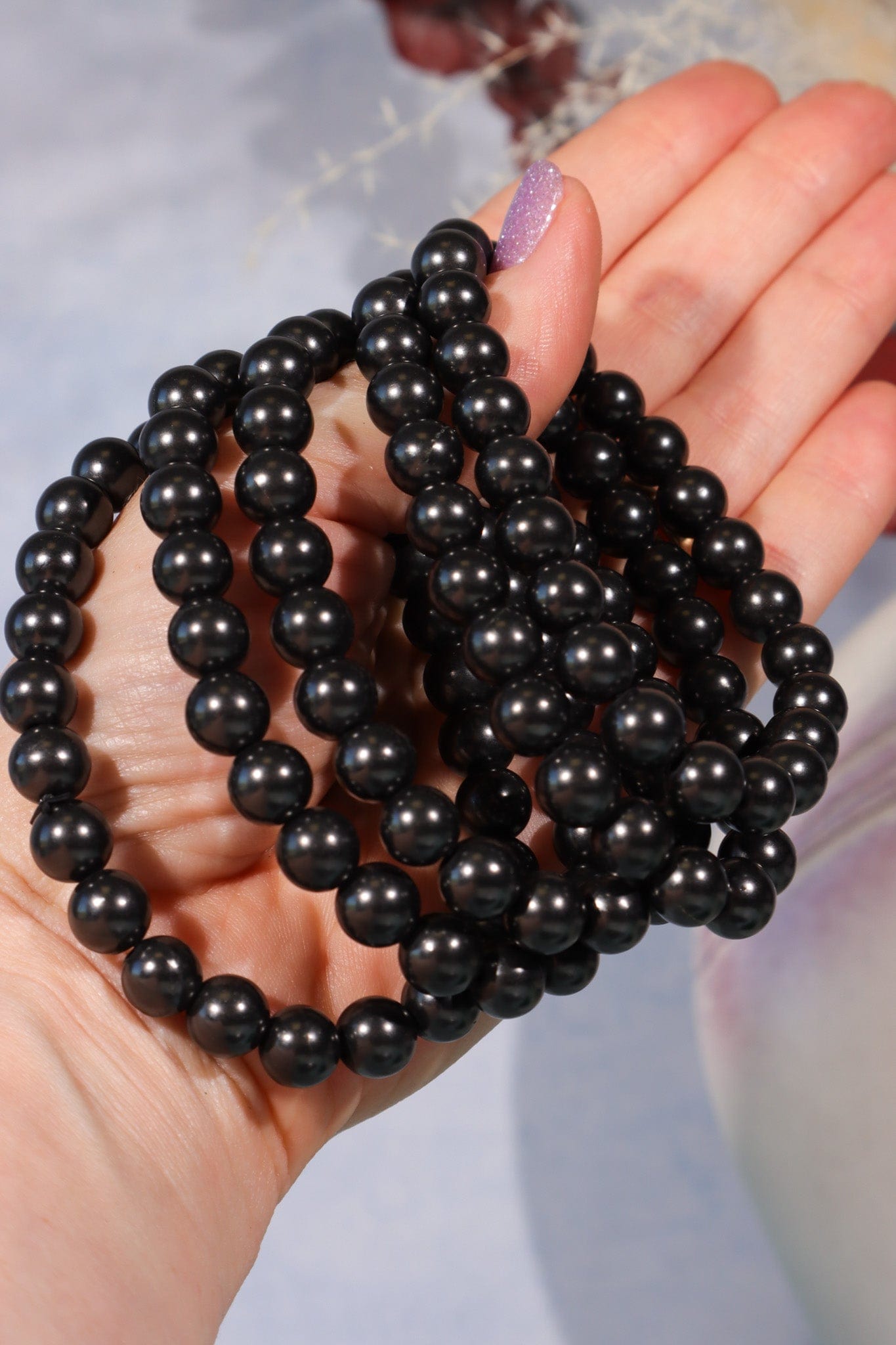 Shungite Beaded Bracelet (Bead Size 0.8cm), Intuitively Chosen Bracelets Tali & Loz Crystals