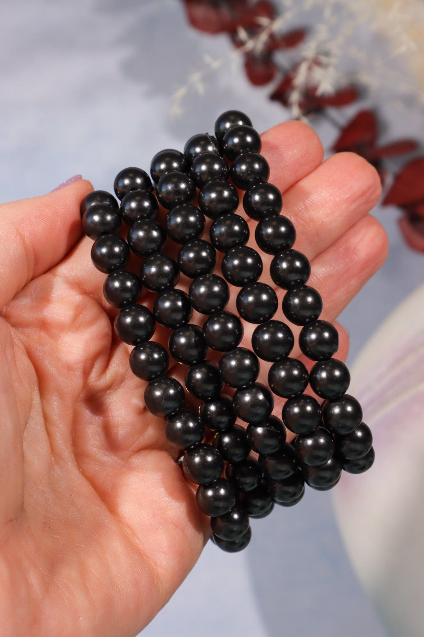 Shungite Beaded Bracelet (Bead Size 0.8cm), Intuitively Chosen Bracelets Tali & Loz Crystals