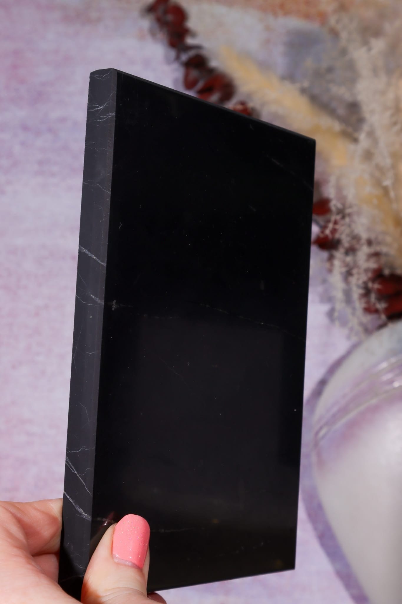 Shungite Rectangle Charging Plate 15cm, Russia Slices Tali & Loz Crystals