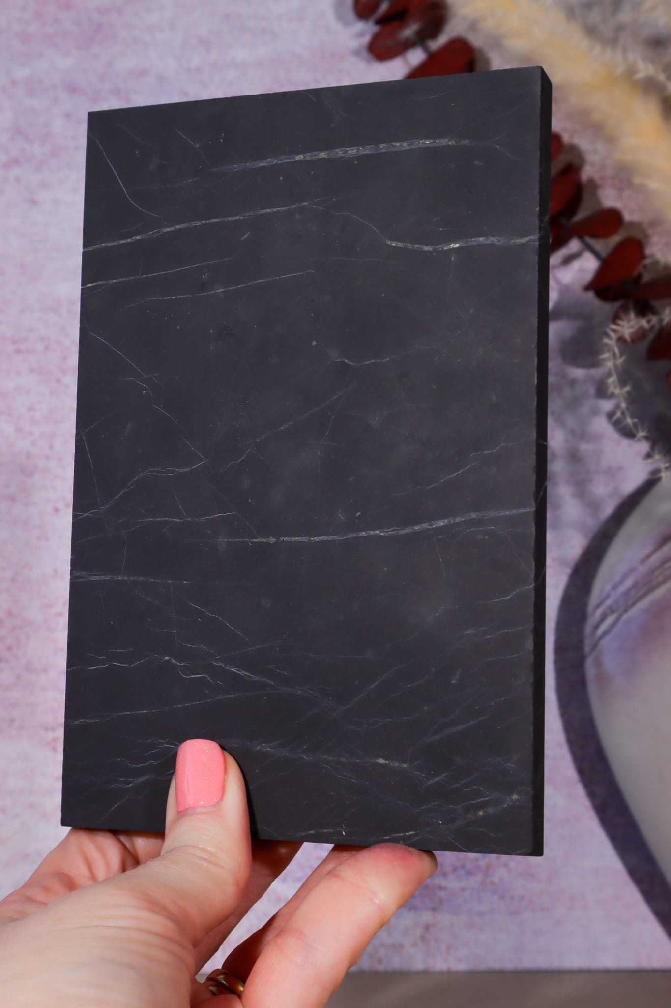 Shungite Rectangle Charging Plate 15cm, Russia Slices Tali & Loz Crystals