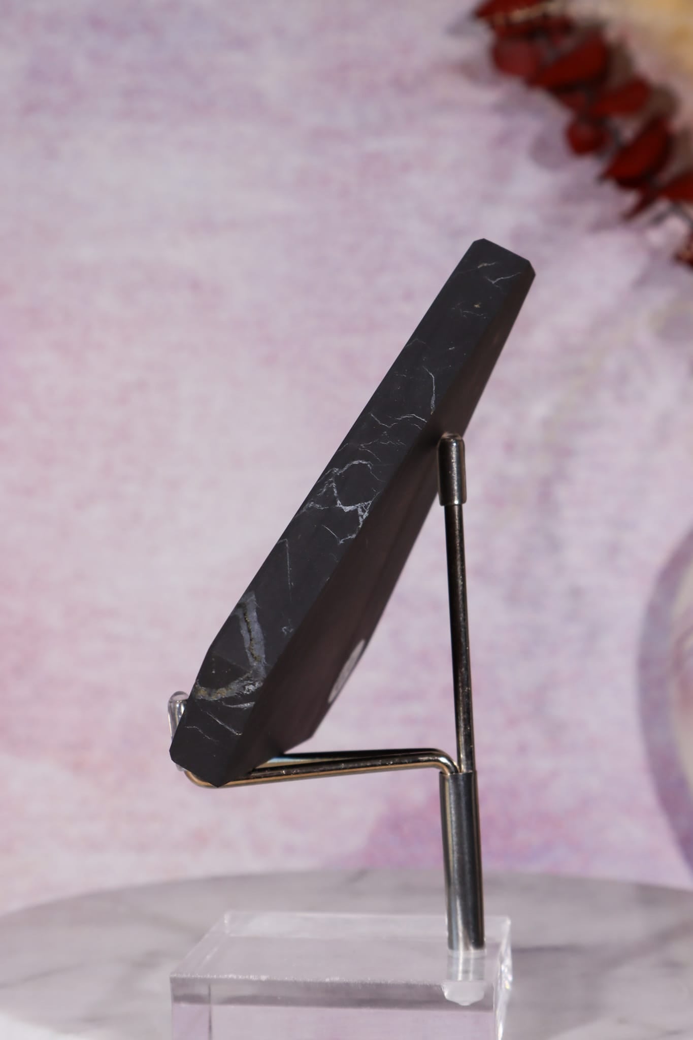 Shungite Triangle Charging Plate 8.7cm, Russia Slices Tali & Loz Crystals