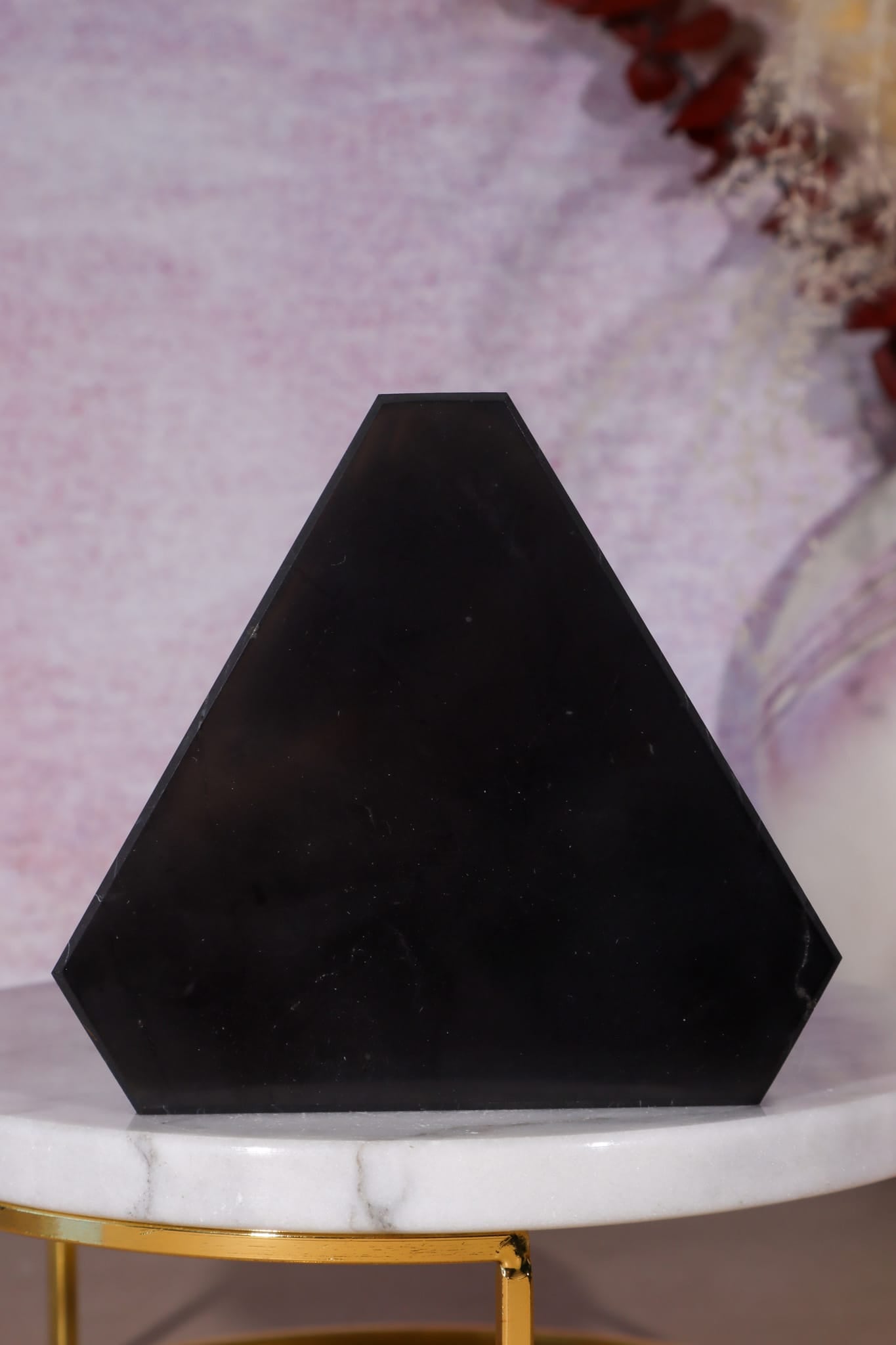 Shungite Triangle Charging Plate 8.7cm, Russia Slices Tali & Loz Crystals
