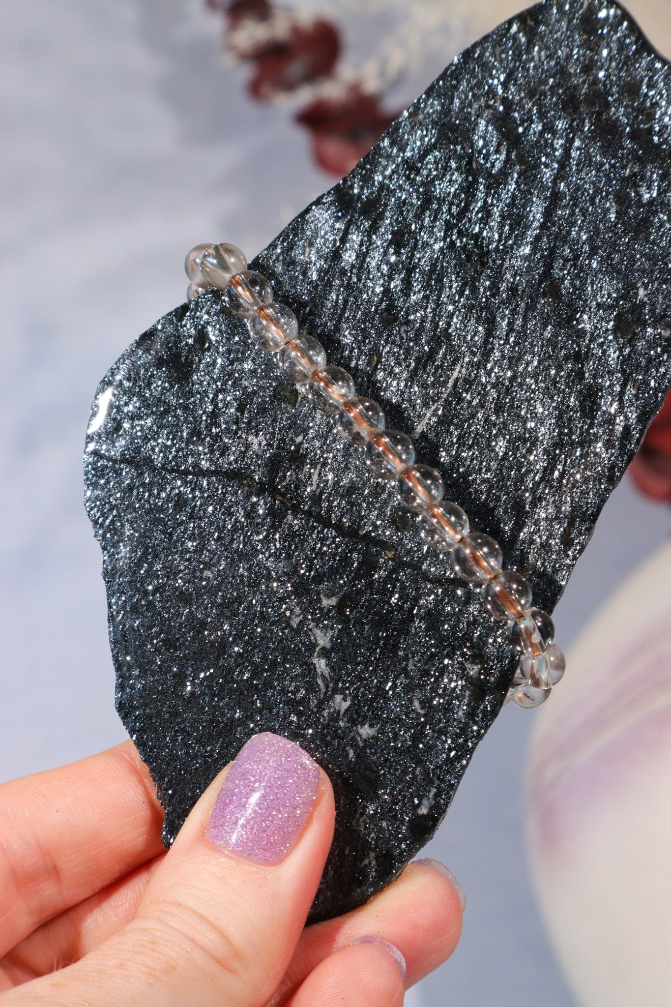 Smokey Quartz Beaded Bracelet (Bead Size 0.6cm) Bracelets Tali & Loz Crystals