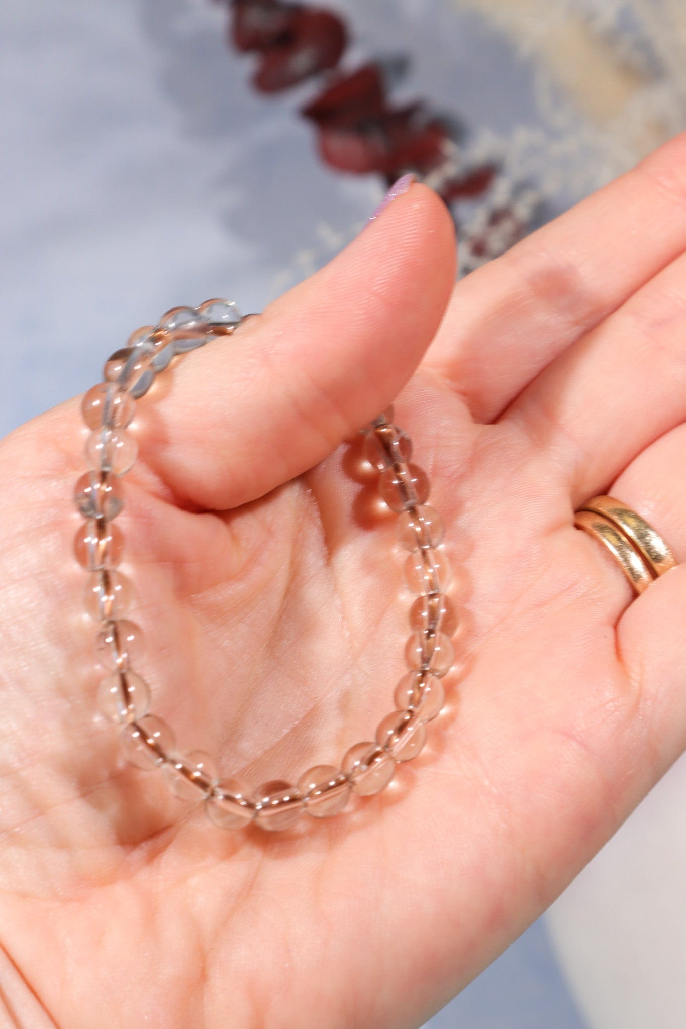 Smokey Quartz Beaded Bracelet (Bead Size 0.6cm) Bracelets Tali & Loz Crystals