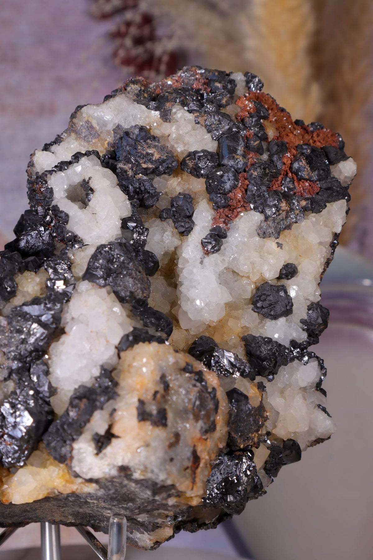 Sphalerite with Minor Smithsonite on White Quartz | Nenthead Mineral Specimen Tali & Loz Crystals
