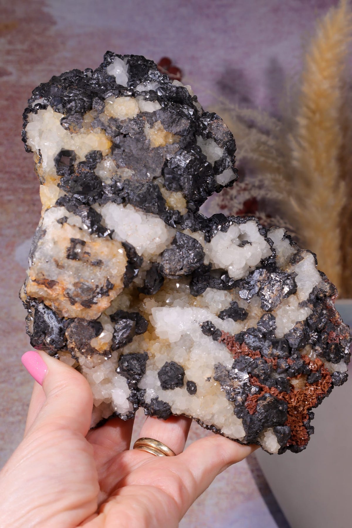 Sphalerite with Minor Smithsonite on White Quartz | Nenthead Mineral Specimen Tali & Loz Crystals