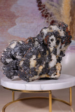 Sphalerite with Minor Smithsonite on White Quartz | Nenthead Mineral Specimen Tali & Loz Crystals