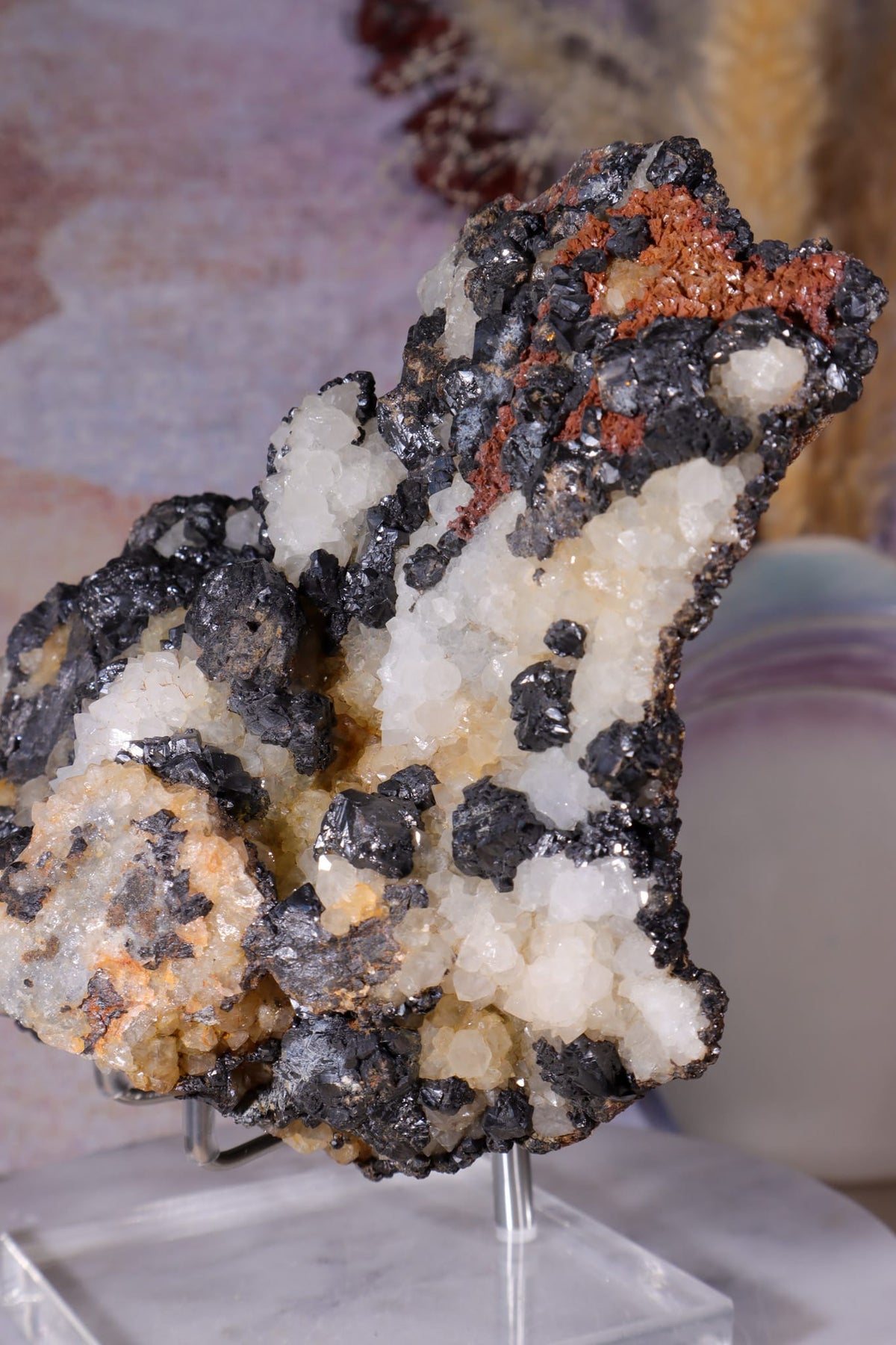 Sphalerite with Minor Smithsonite on White Quartz | Nenthead Mineral Specimen Tali & Loz Crystals