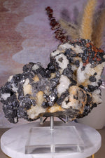 Sphalerite with Minor Smithsonite on White Quartz | Nenthead Mineral Specimen Tali & Loz Crystals