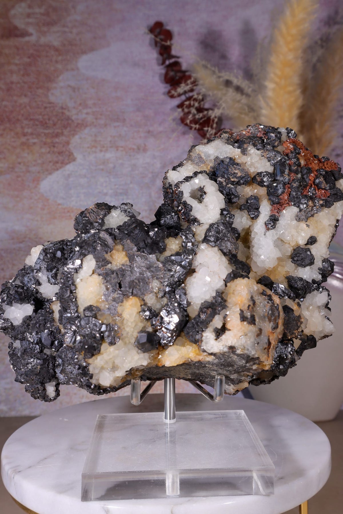 Sphalerite with Minor Smithsonite on White Quartz | Nenthead Mineral Specimen Tali & Loz Crystals