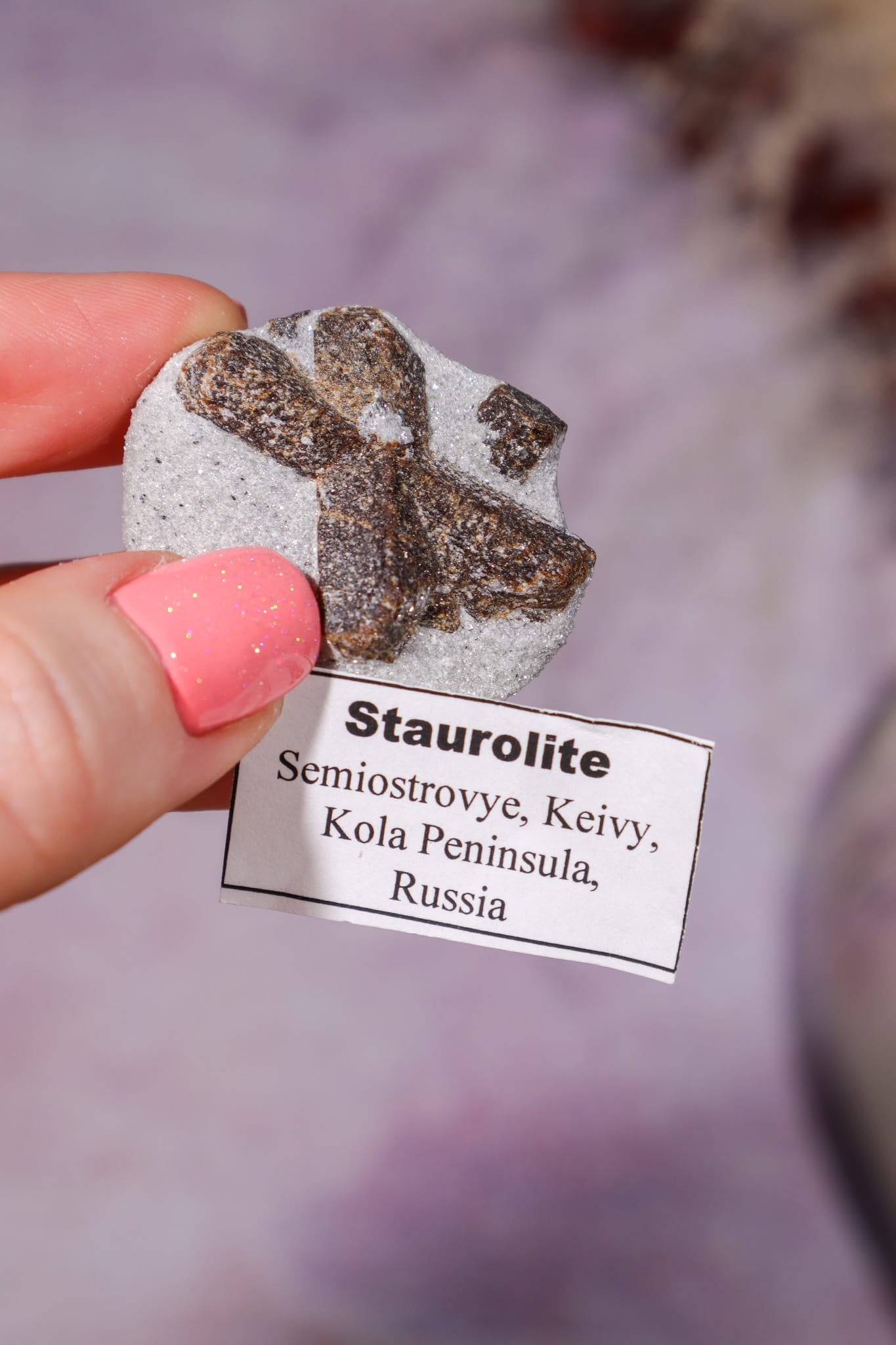 Staurolite Fairy Cross Twin Crystal 3.3cm, Kola Peninsula, Russia, Sold as Seen Minerals Tali & Loz Crystals