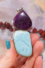 Sugilite and Larimar Pendant, Sold As Seen Pendants Tali & Loz Crystals