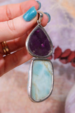 Sugilite and Larimar Pendant, Sold As Seen Pendants Tali & Loz Crystals