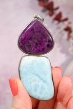 Sugilite and Larimar Pendant, Sold As Seen Pendants Tali & Loz Crystals