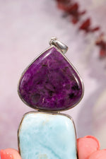 Sugilite and Larimar Pendant, Sold As Seen Pendants Tali & Loz Crystals