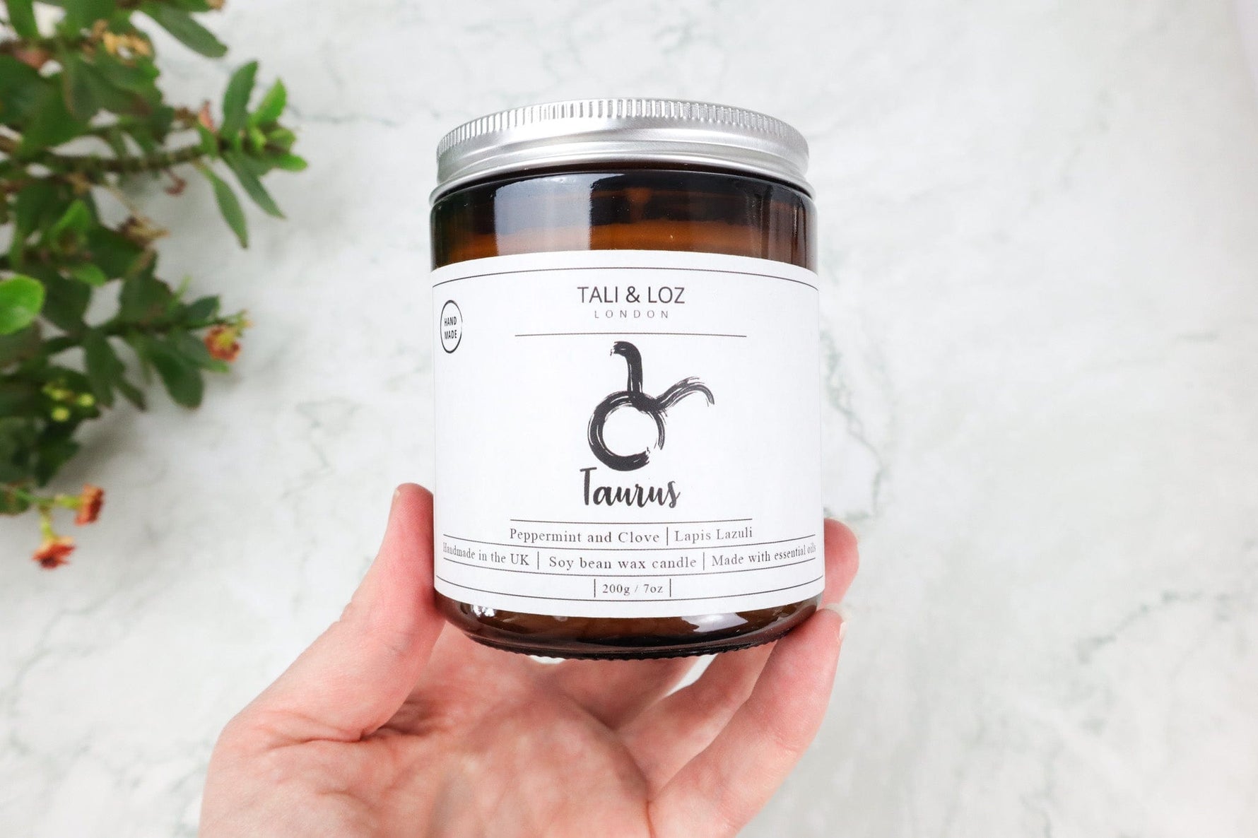 Taurus Candle with Lapis Lazuli - Tali & Loz Crystals