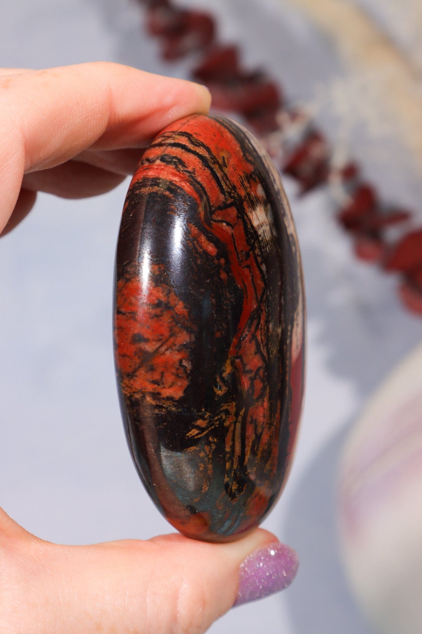 Tiger Iron Palm Stone 146gr Palm Stone Tali & Loz Crystals