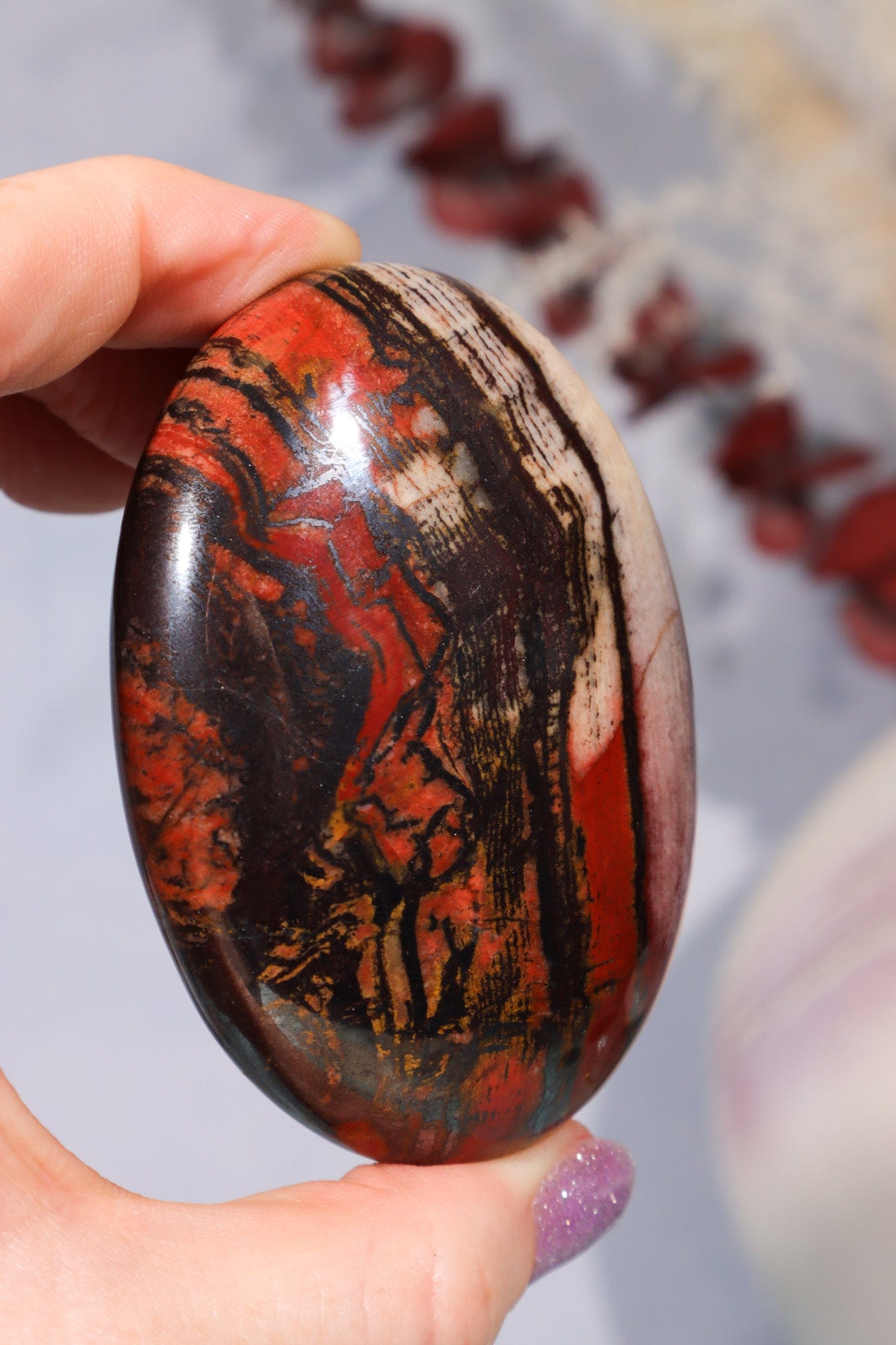 Tiger Iron Palm Stone 146gr Palm Stone Tali & Loz Crystals