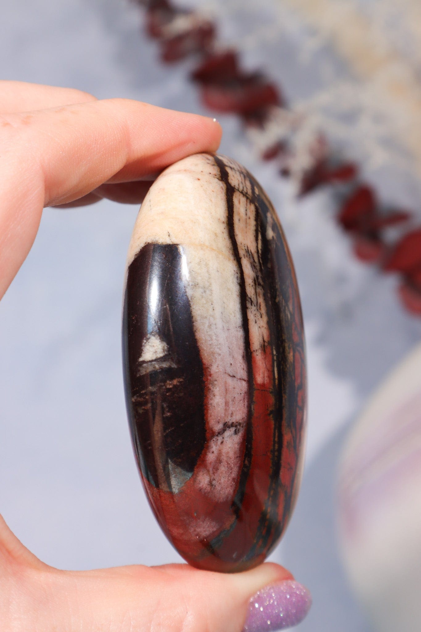 Tiger Iron Palm Stone 146gr Palm Stone Tali & Loz Crystals