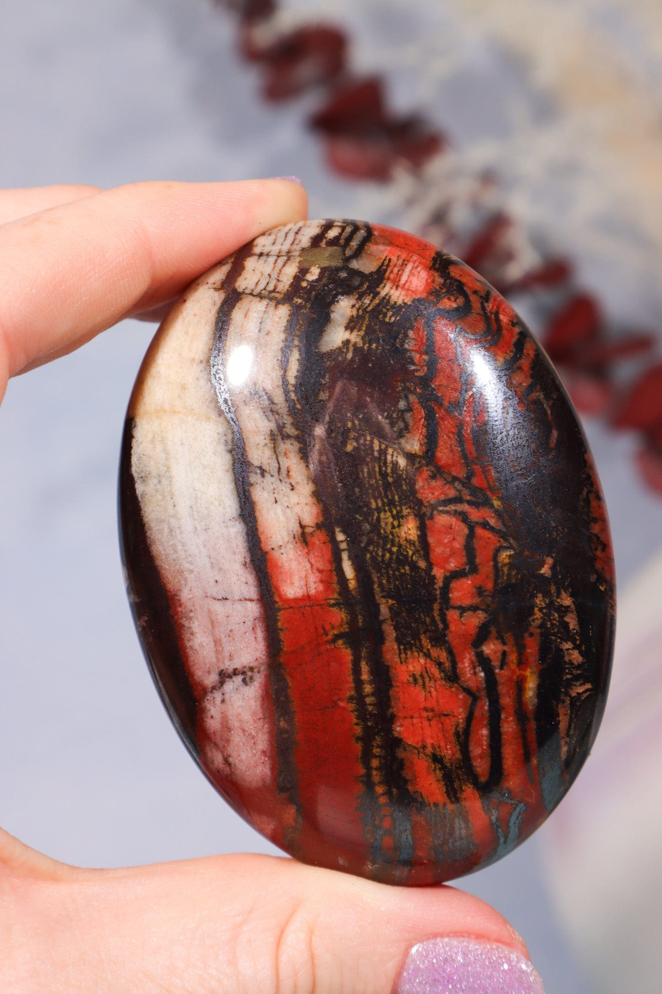 Tiger Iron Palm Stone 146gr Palm Stone Tali & Loz Crystals