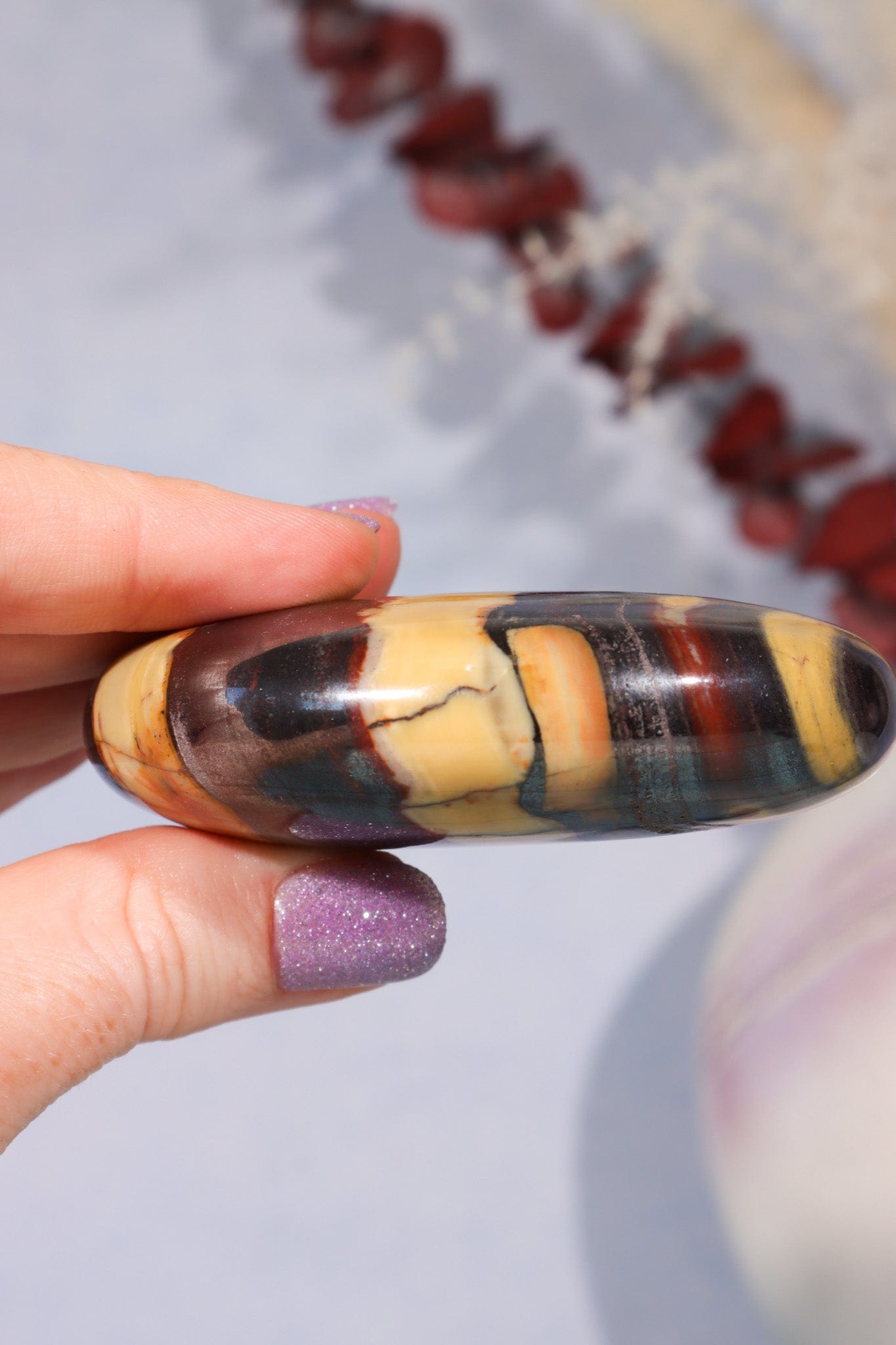 Tiger Iron Palm Stone 154gr Palm Stone Tali & Loz Crystals