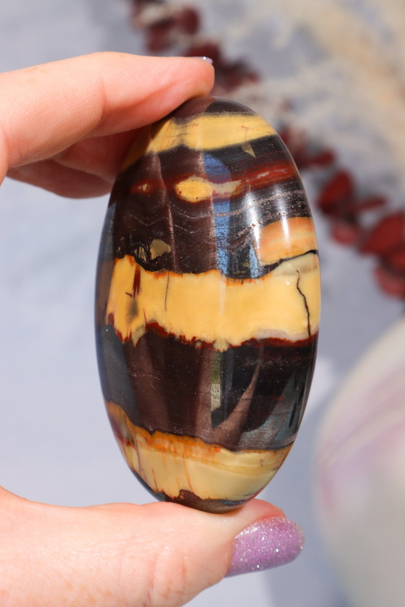 Tiger Iron Palm Stone 154gr Palm Stone Tali & Loz Crystals