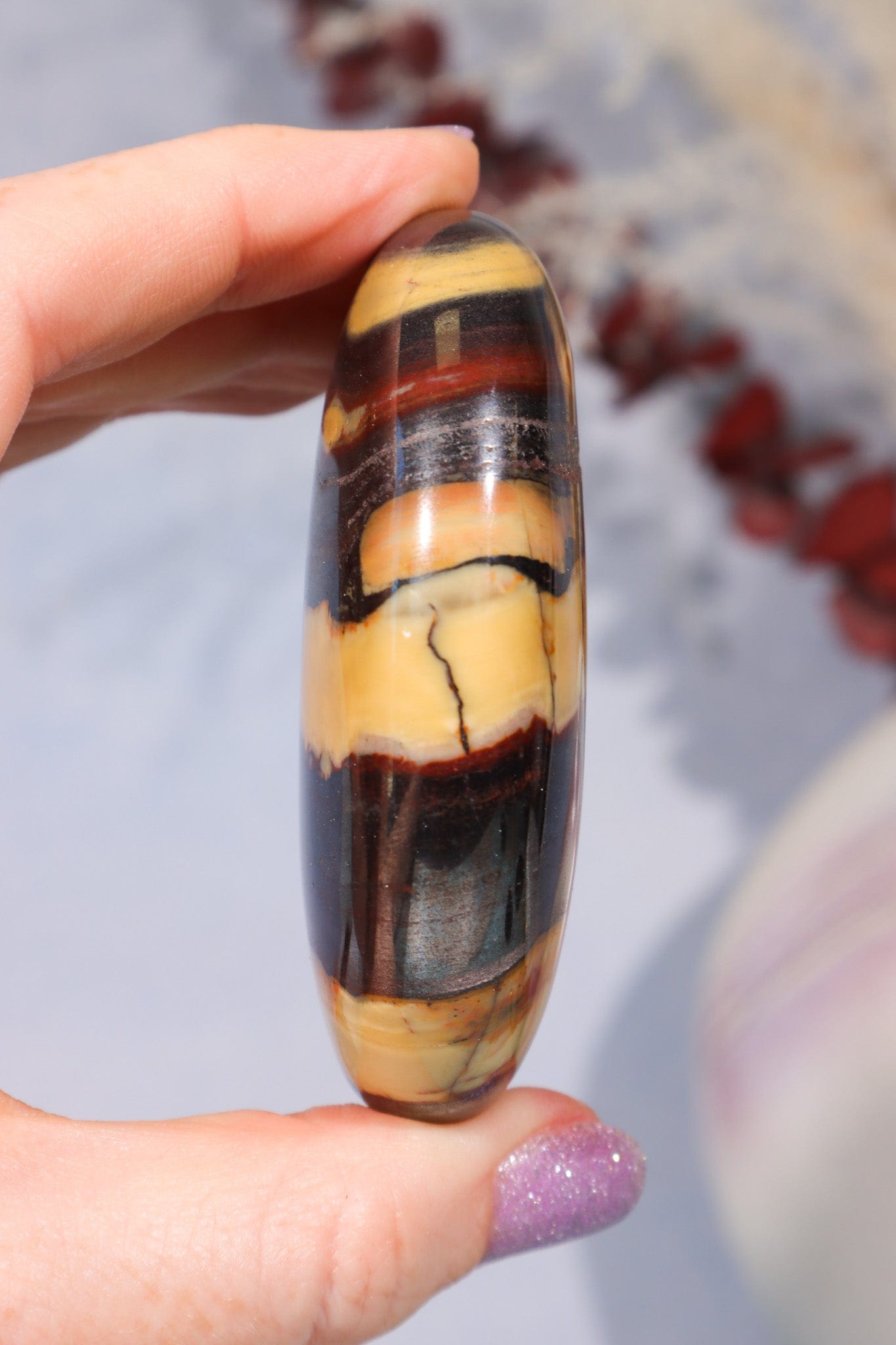 Tiger Iron Palm Stone 154gr Palm Stone Tali & Loz Crystals