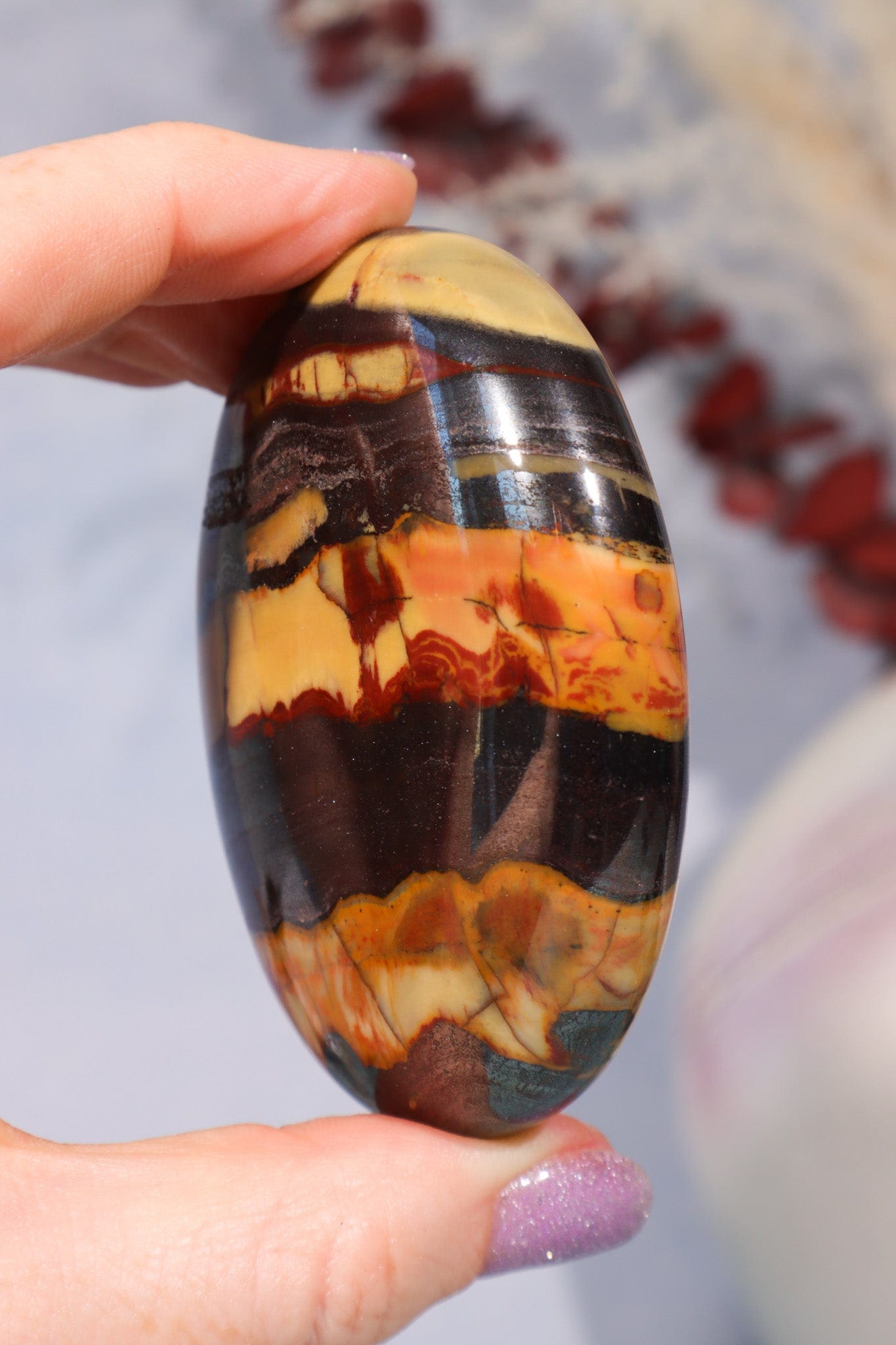 Tiger Iron Palm Stone 154gr Palm Stone Tali & Loz Crystals