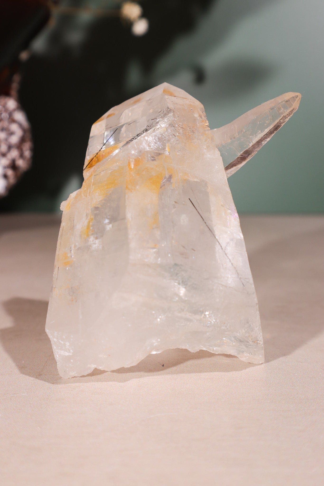 Tourmaline in Clear Quartz Cluster 371gr - Tali & Loz Crystals