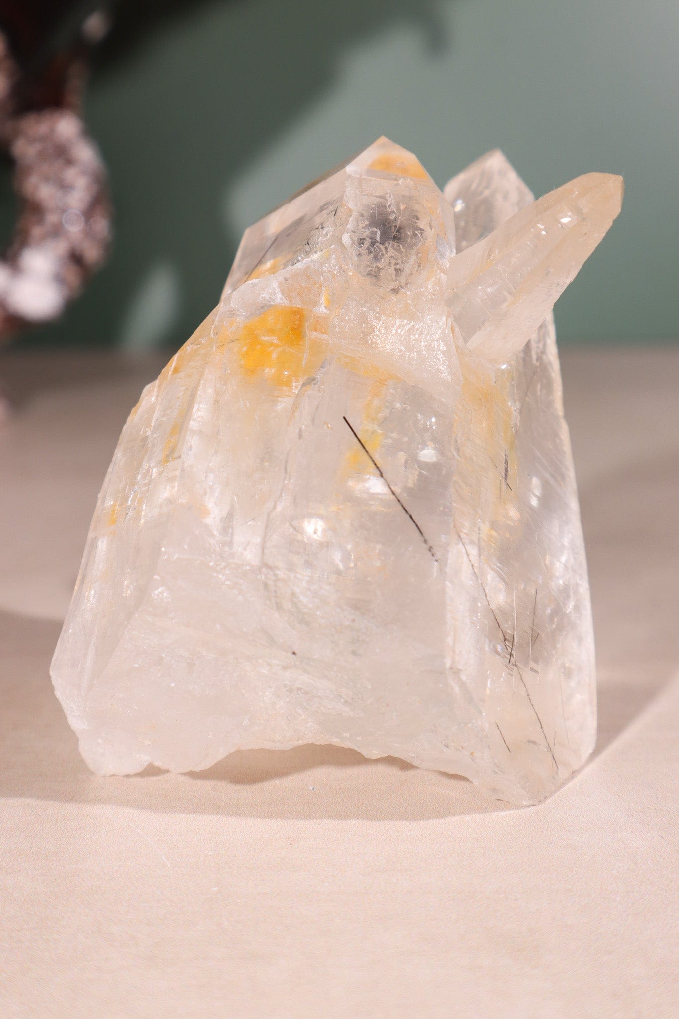 Tourmaline in Clear Quartz Cluster 371gr - Tali & Loz Crystals