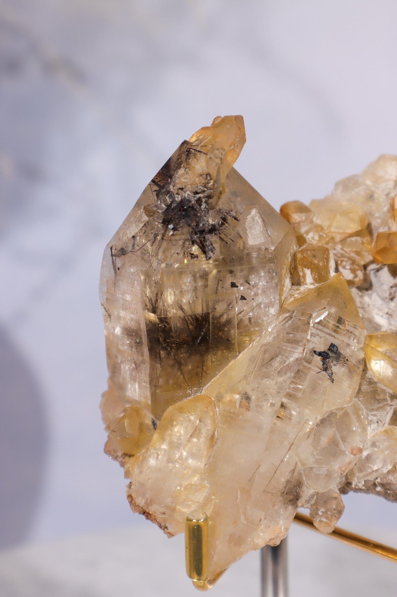 Tourmaline in Iron Stained Etched Quartz Cluster Specimen 211gr - Tali & Loz Crystals